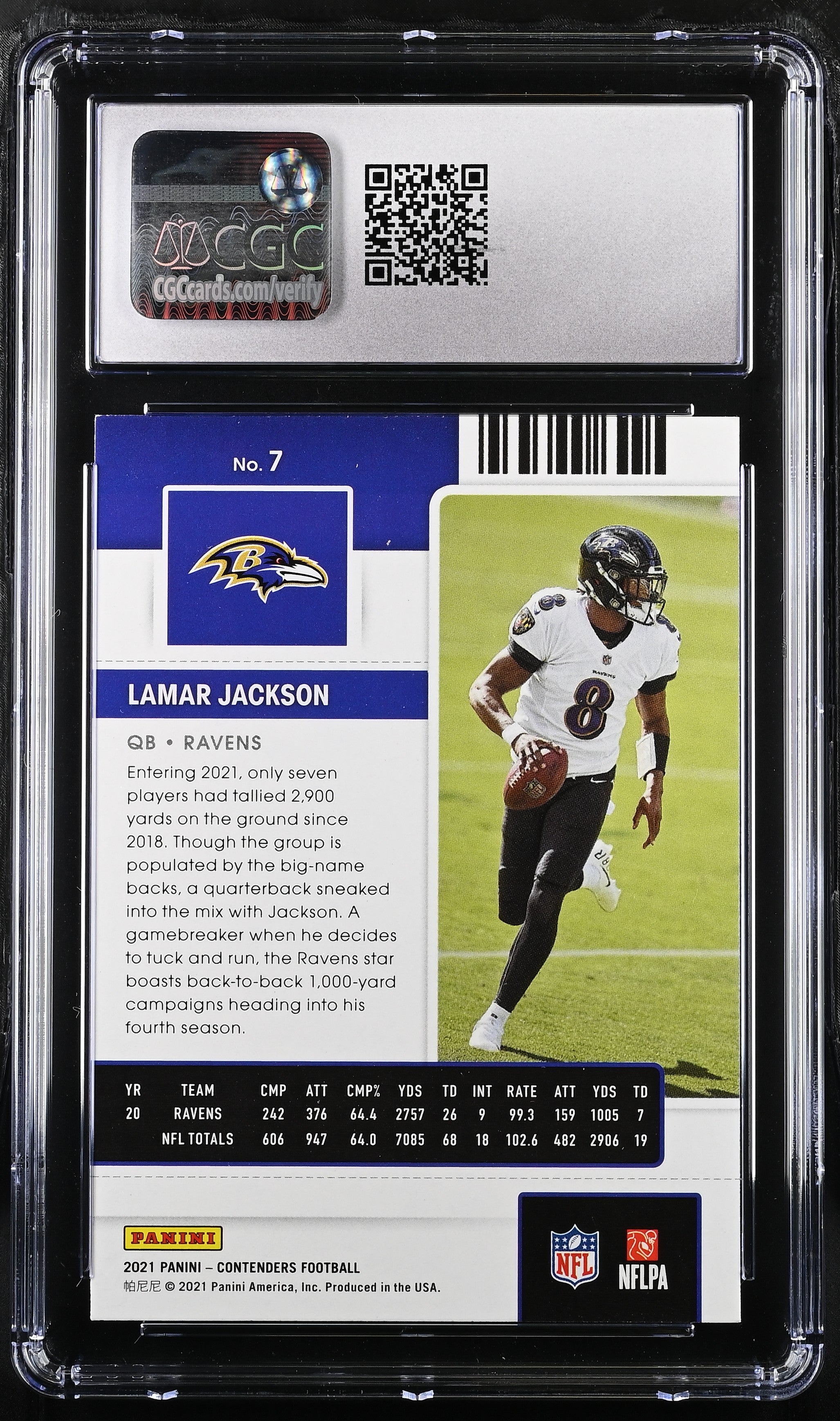 2021 Contenders Lamar Jackson #7 Football CGC 9