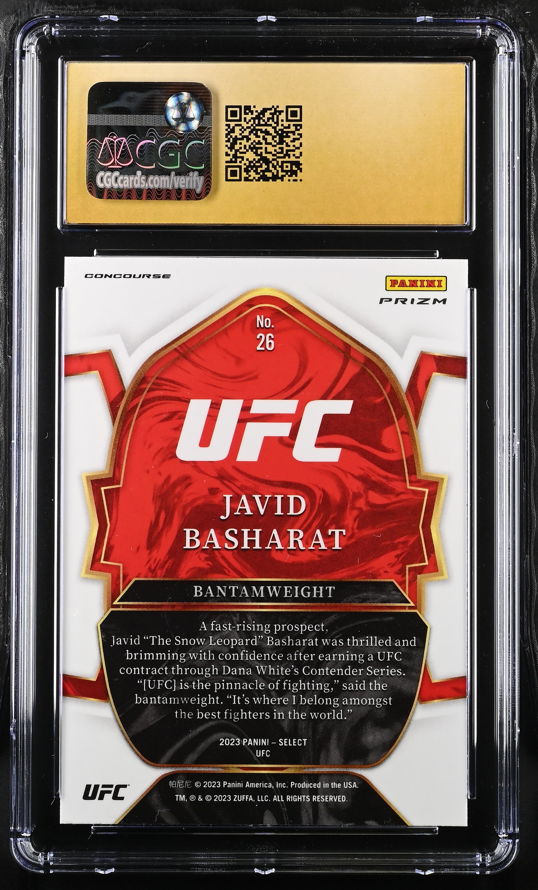 2023 Select UFC Javid Basharat #26 Disco MMA CGC 10