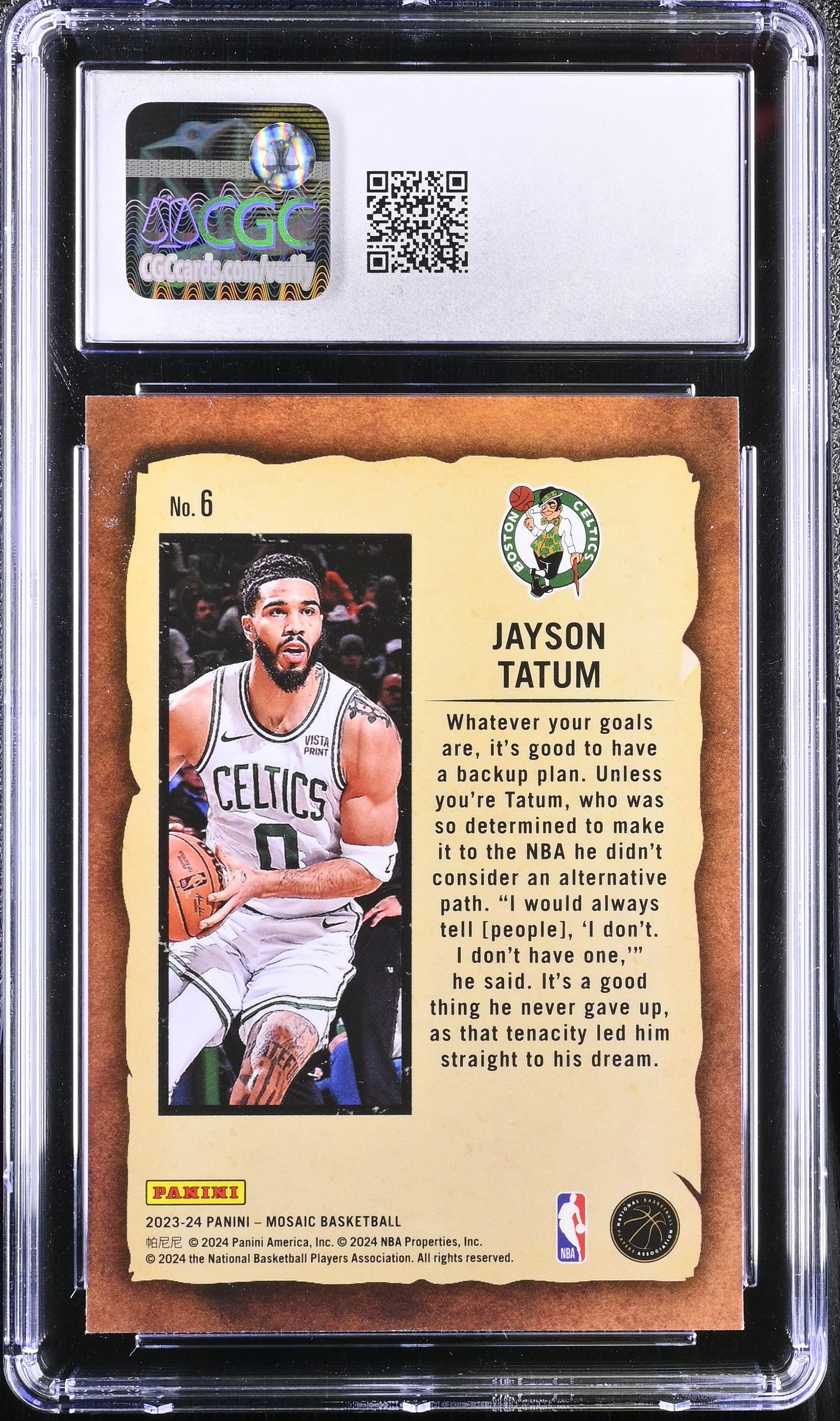 2023 Mosaic Jayson Tatum #6 Notoriety Basketball CGC 8.5