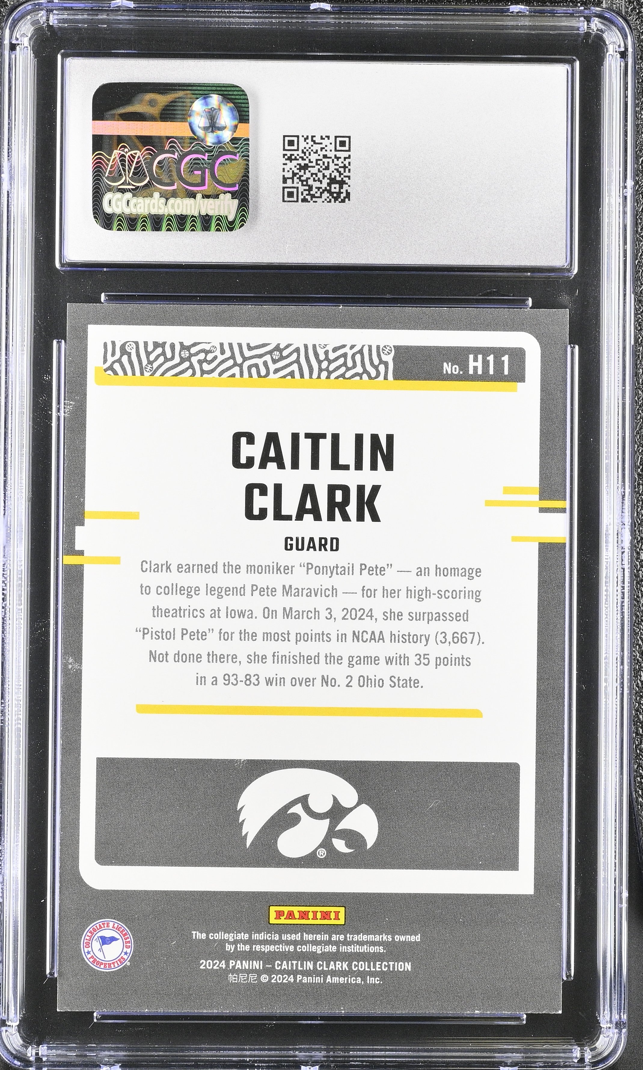 2024 Panini Caitlin Clark Collection #H11 Target Exclusive Highlights CGC 9