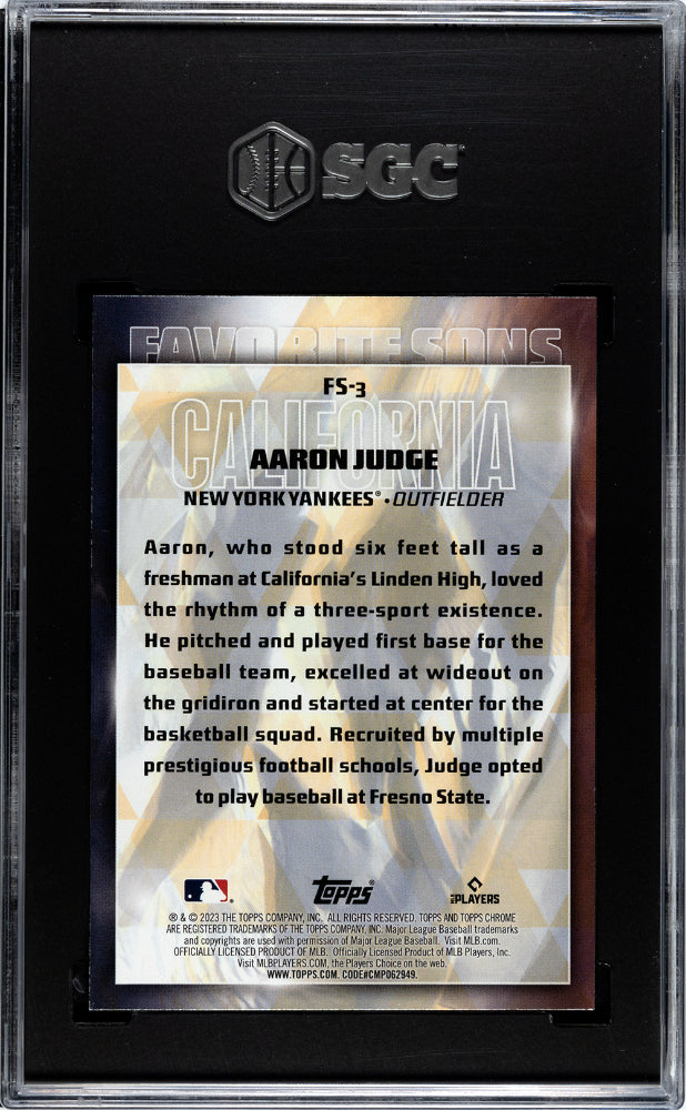 2023 Topps Aaron Judge #FS-3 Favorite Sons Baseball SGC 9.5