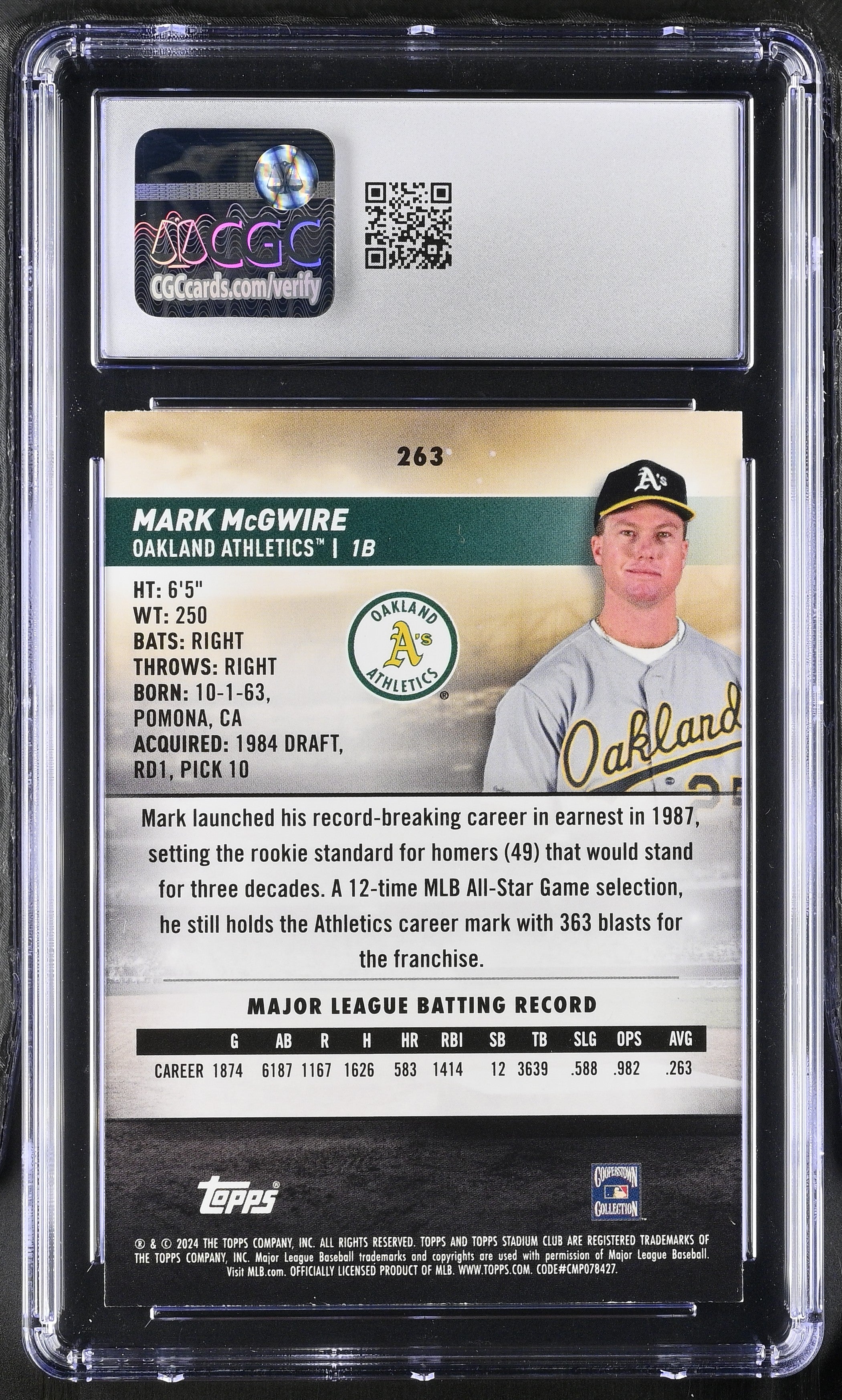 2024 Stadium Club Mark McGwire #263 Baseball CGC 9