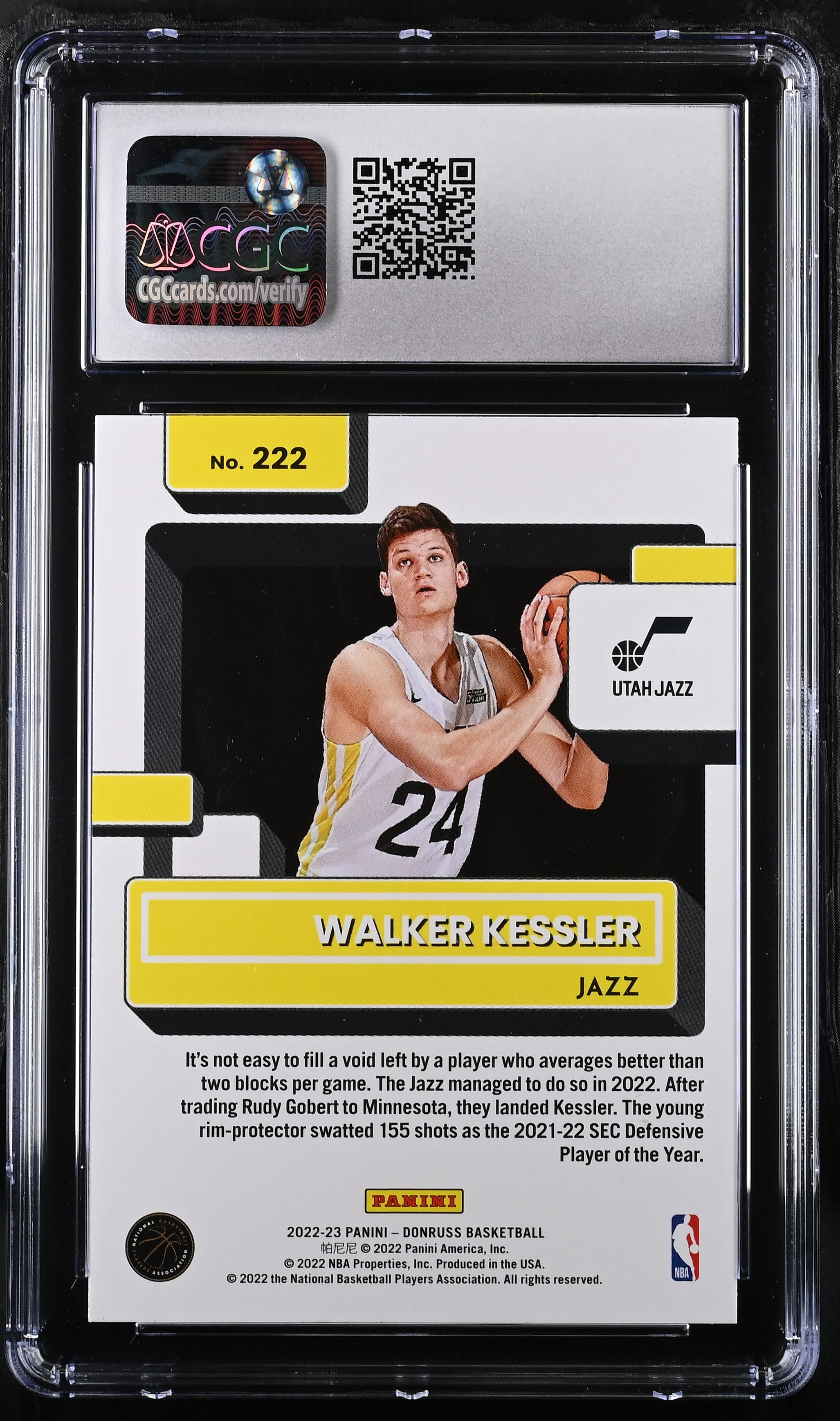 2022 Donruss Walker Kessler #222 Rated Rookie Basketball CGC 8.5