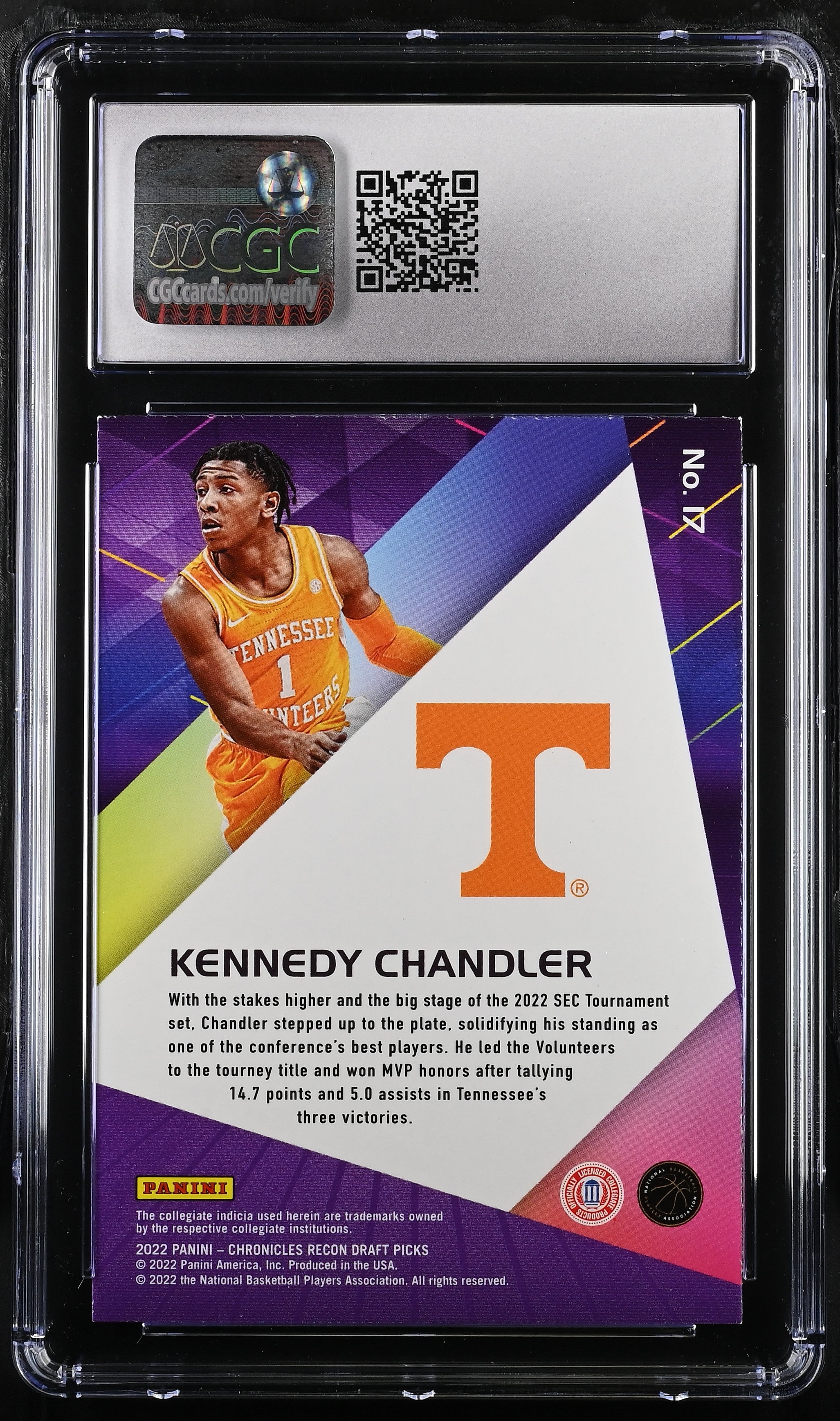 2022 Panini Chronicles Draft Picks Kennedy Chandler #17 Recon CGC 9.5