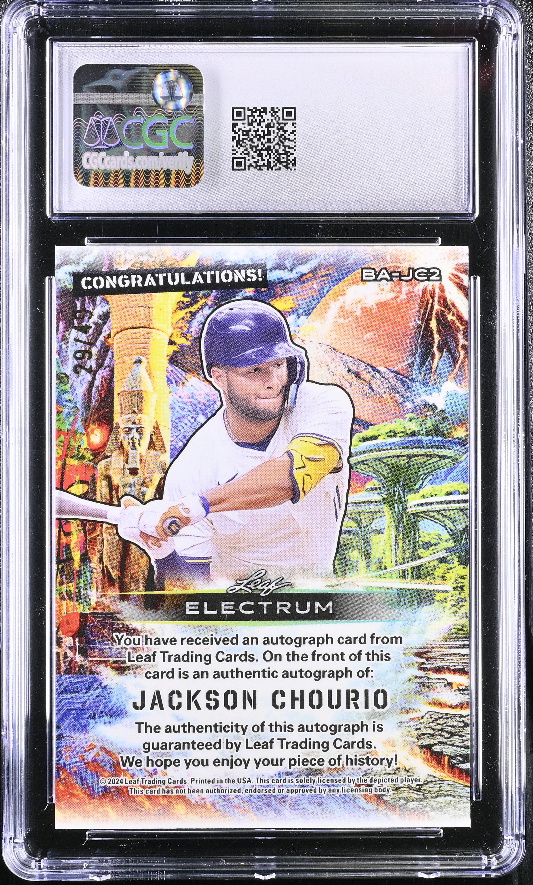 2024 Electrum Jackson Chourio #BA-JC2 Silver Board - Tie-Dye 29/49 CGC 10