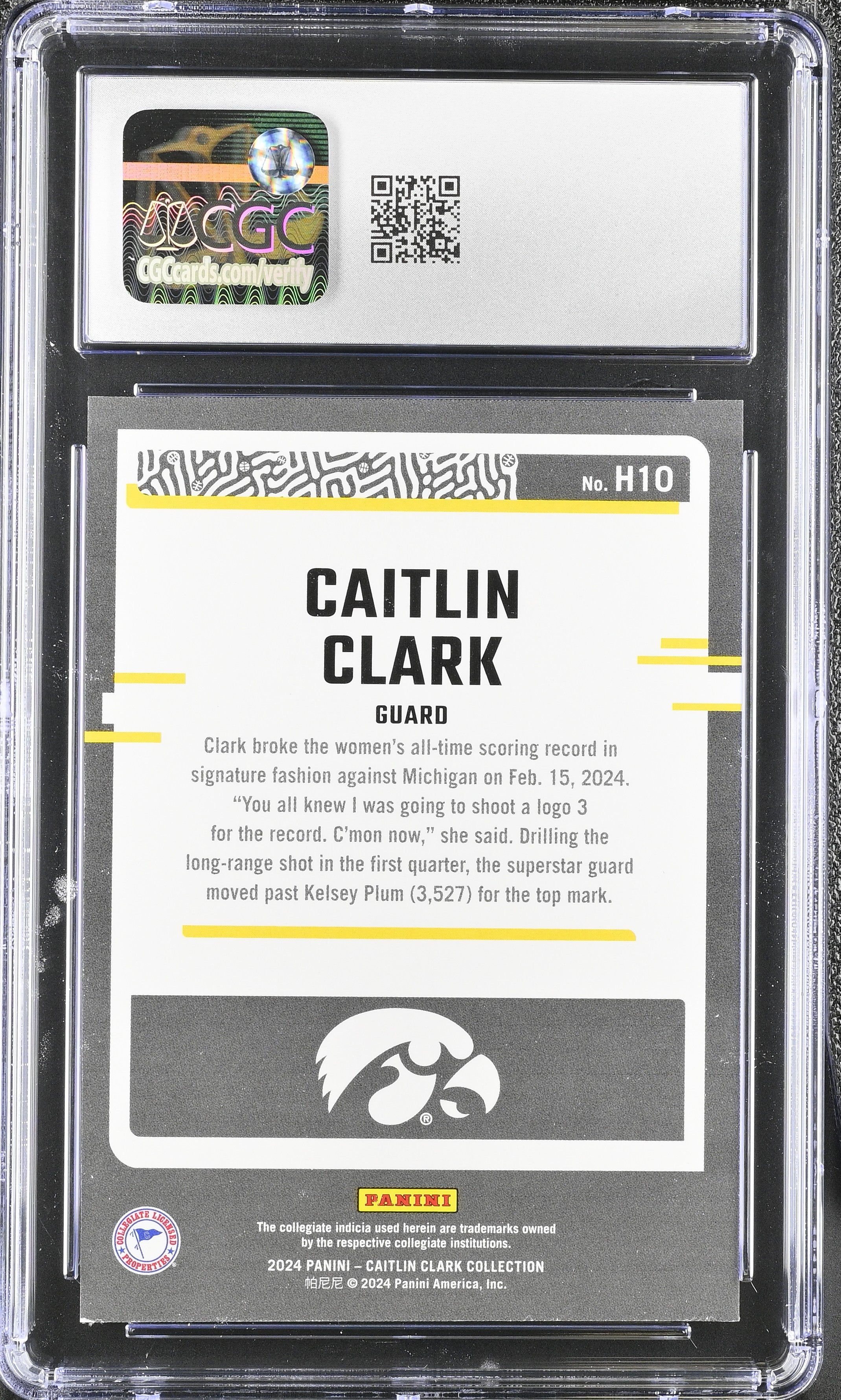 2024 Panini Caitlin Clark Collection  #H10 Target Exclusive Highlights CGC 9