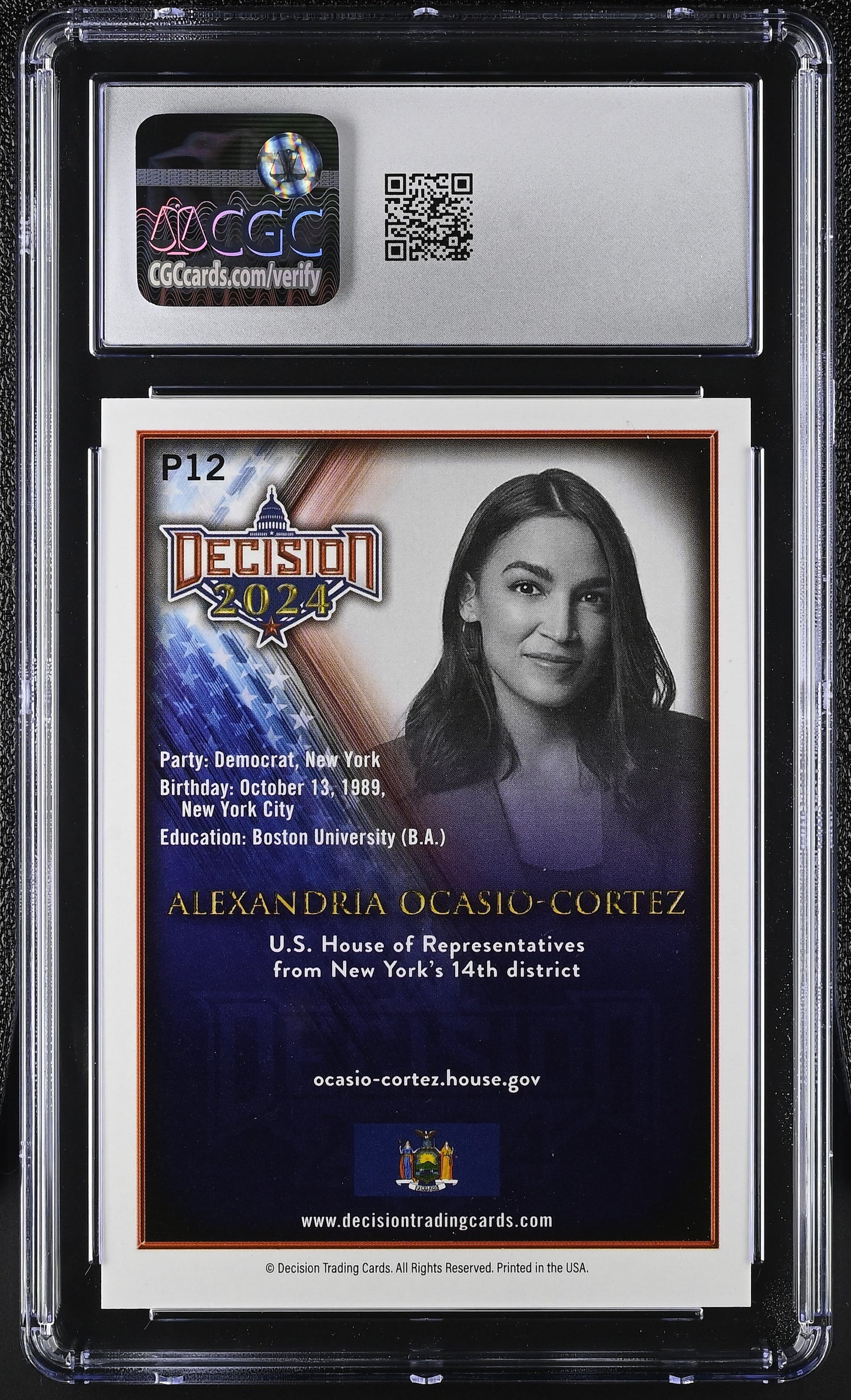 2024 Decision Cards Alexandria Ocasio-Cortez #P12 Preview Decision CGC 10
