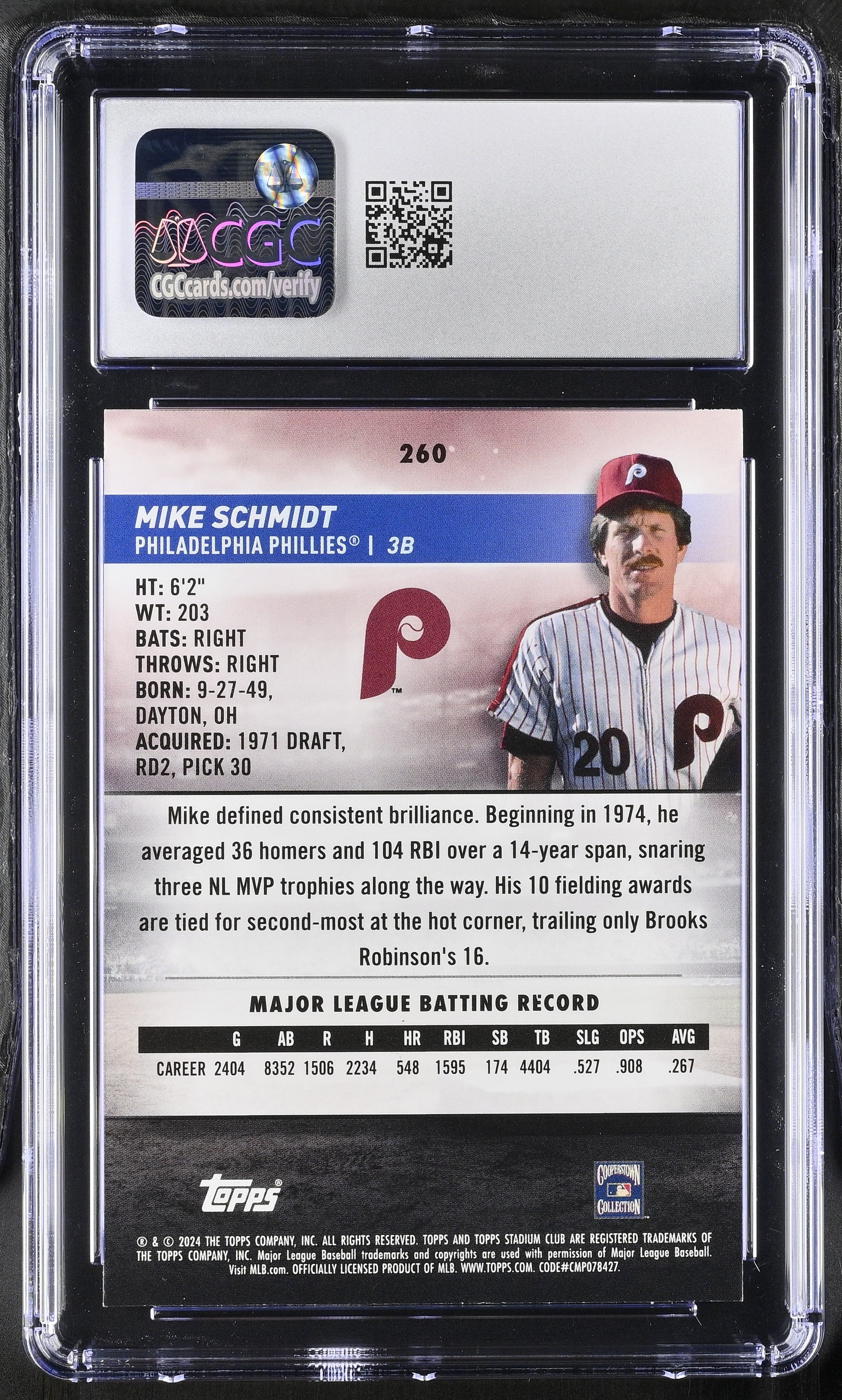 2024 Stadium Club Mike Schmidt #260 Baseball CGC 10