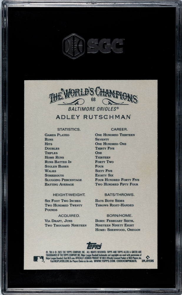 2023 Topps Allen & Ginter Adley Rutschman #68 Baseball SGC 10