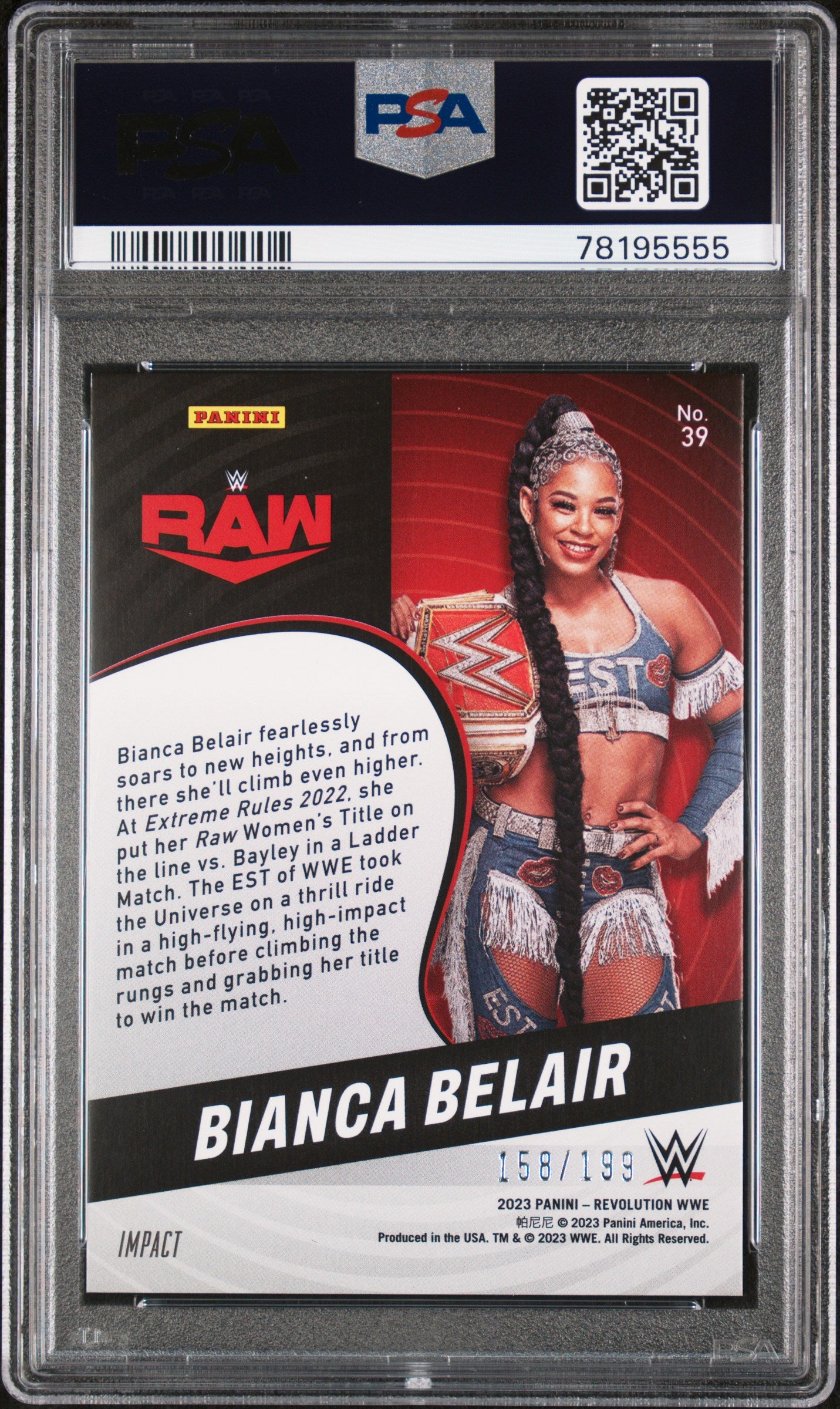 2023 Panini Revolution WWE Bianca Belair #39 Impact Boxing/Wrestling PSA 8