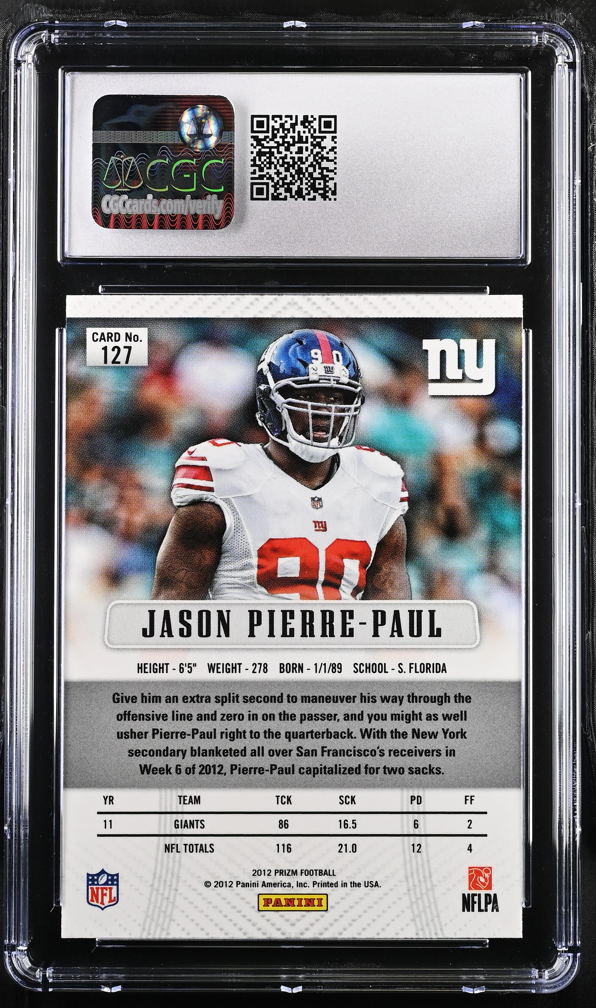 2012 Prizm Jason Pierre-Paul #127 Football CGC 9