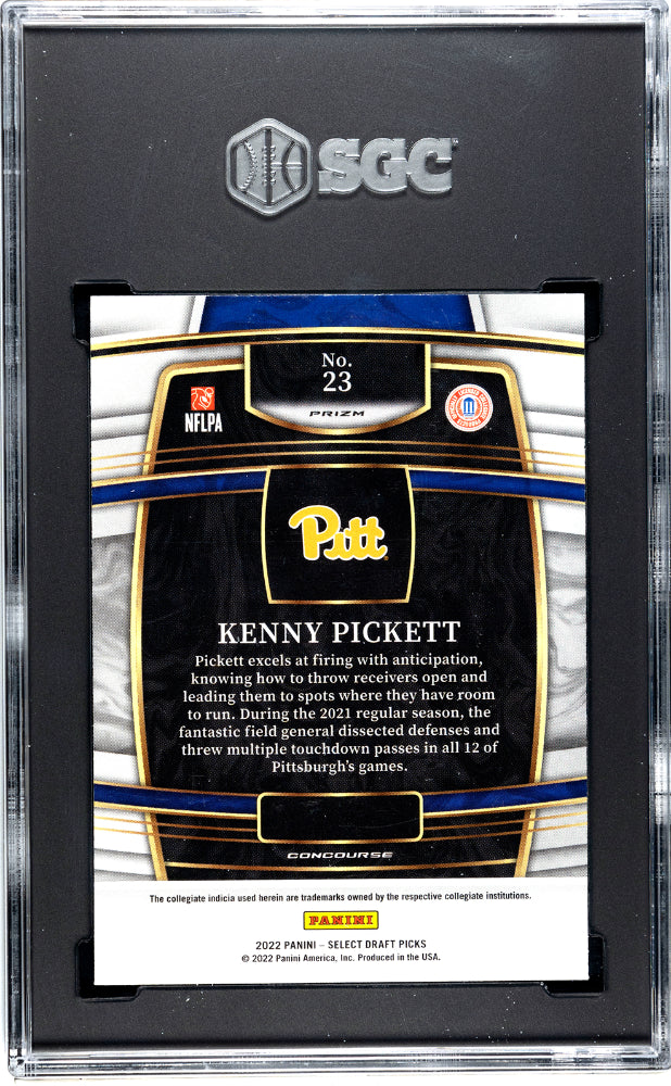 2022 Panini Select Draft Picks Kenny Pickett #23 Red Lazer Prizm Football SGC 9