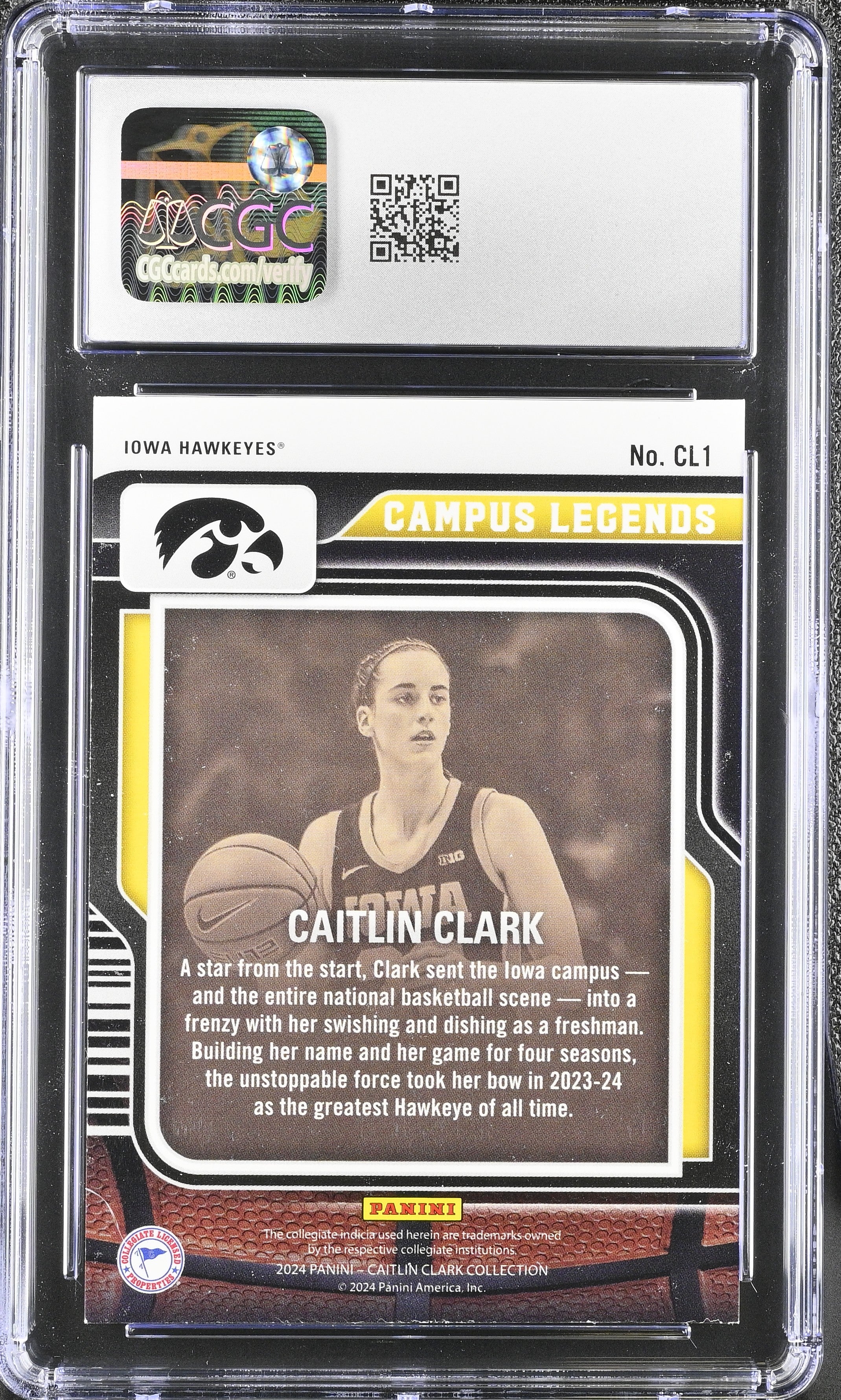 2024 Panini Caitlin Clark Collection Caitlin Clark #CL1 Campus Legends CGC 9