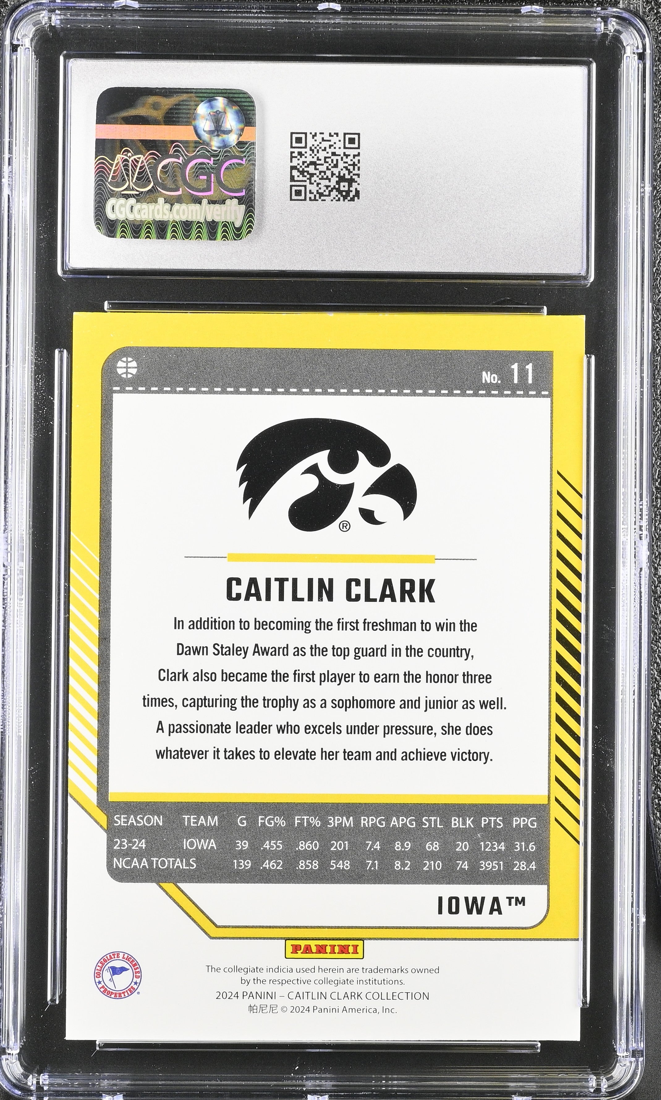 2024 Panini Caitlin Clark Collection Caitlin Clark #11 Donruss CGC 9.5