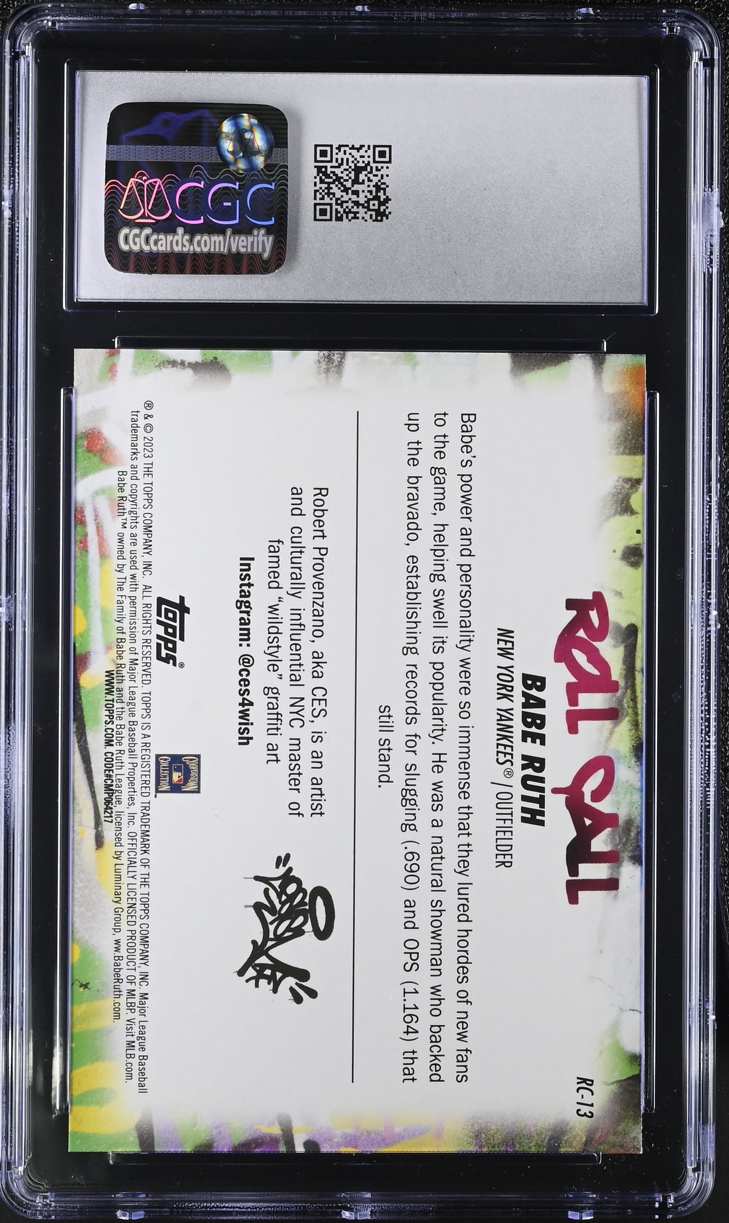 2023 Topps Big League Babe Ruth #RC-13 Roll Call Wild Style Edition CGC 10