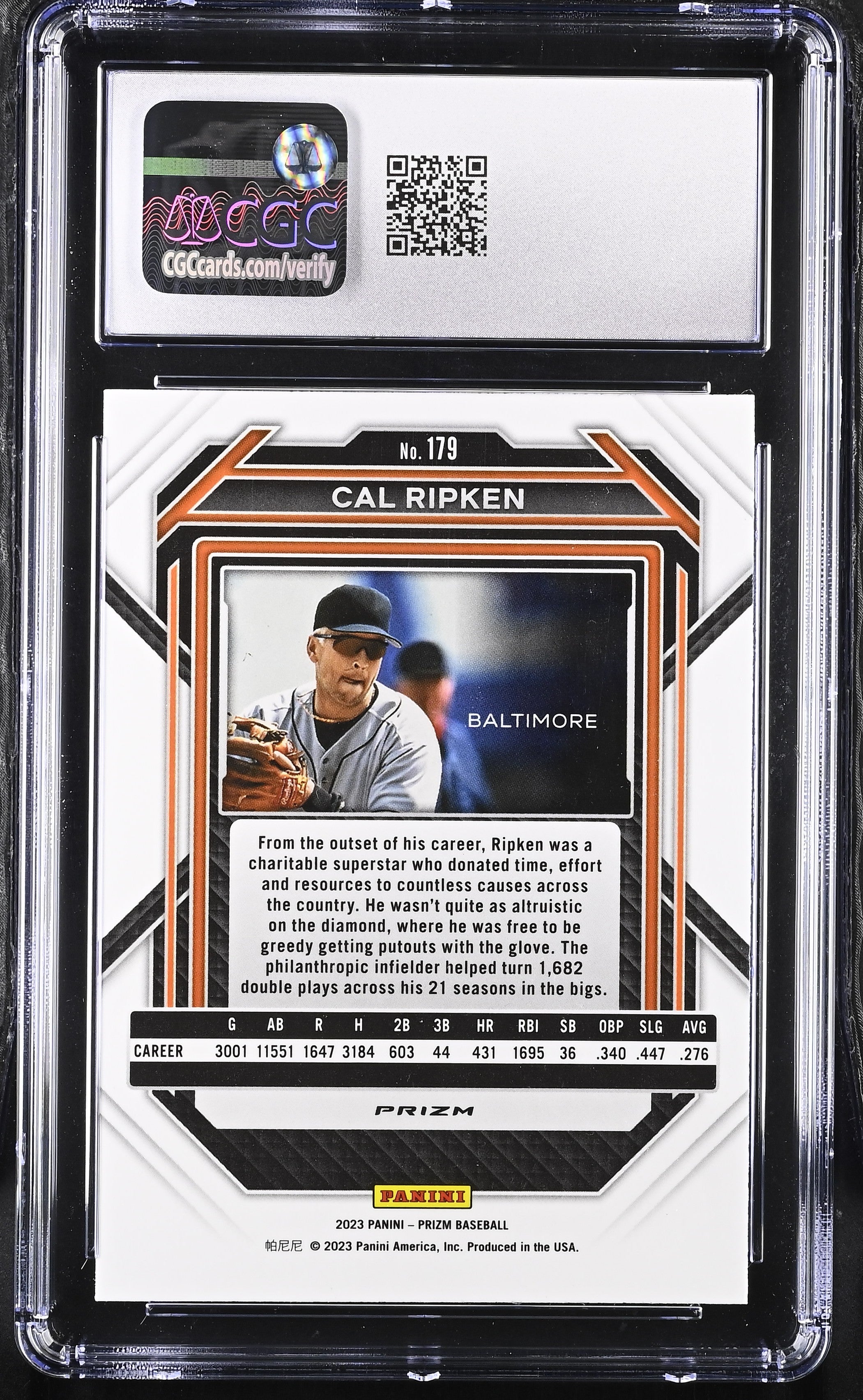 2023 Prizm Cal Ripken #179 Blue Ice Baseball CGC 10