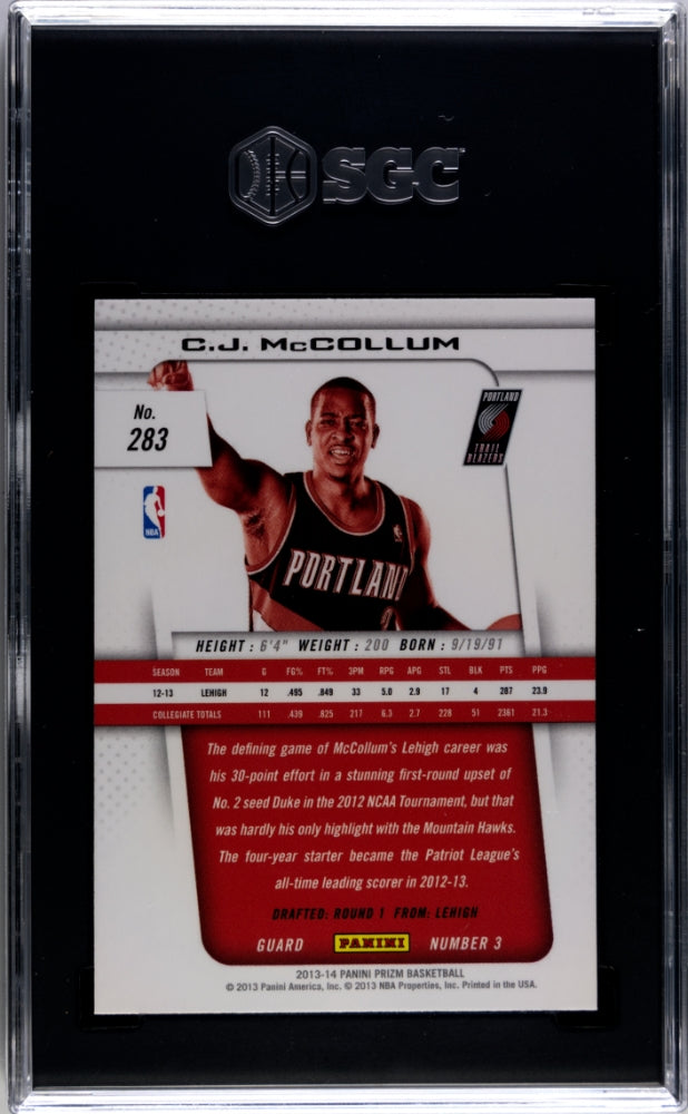 2013 Panini Prizm CJ McCollum #283 Basketball SGC 8.5