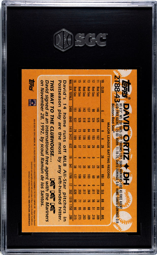 2023 Topps David Ortiz #2T88-43 '88 Baseball SGC 9.5