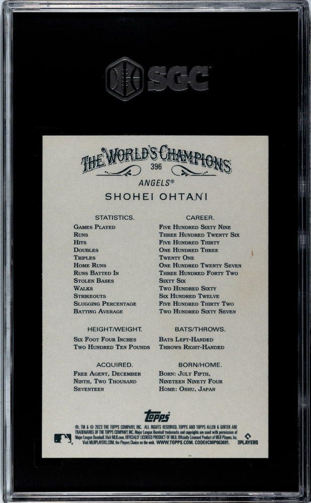 2023 Topps Allen & Ginter Shohei Ohtani #396 Baseball SGC 9.5