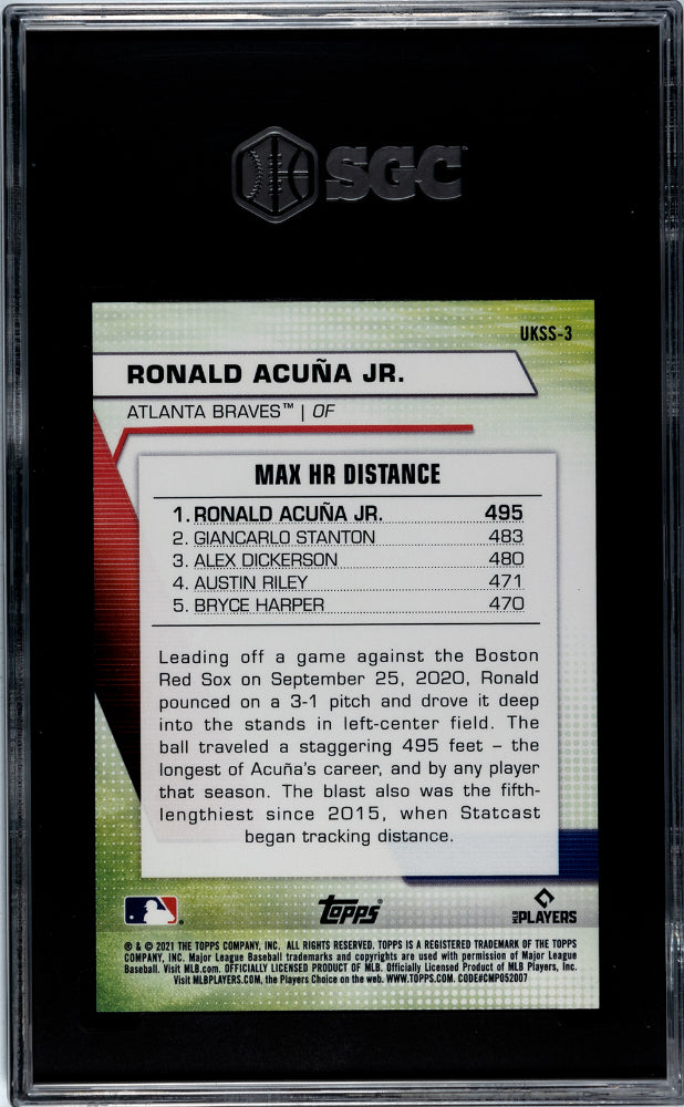 2021 Topps Uk Edition Ronald Acuna JR. #UKSS-3 Significant Statistics  SGC 10