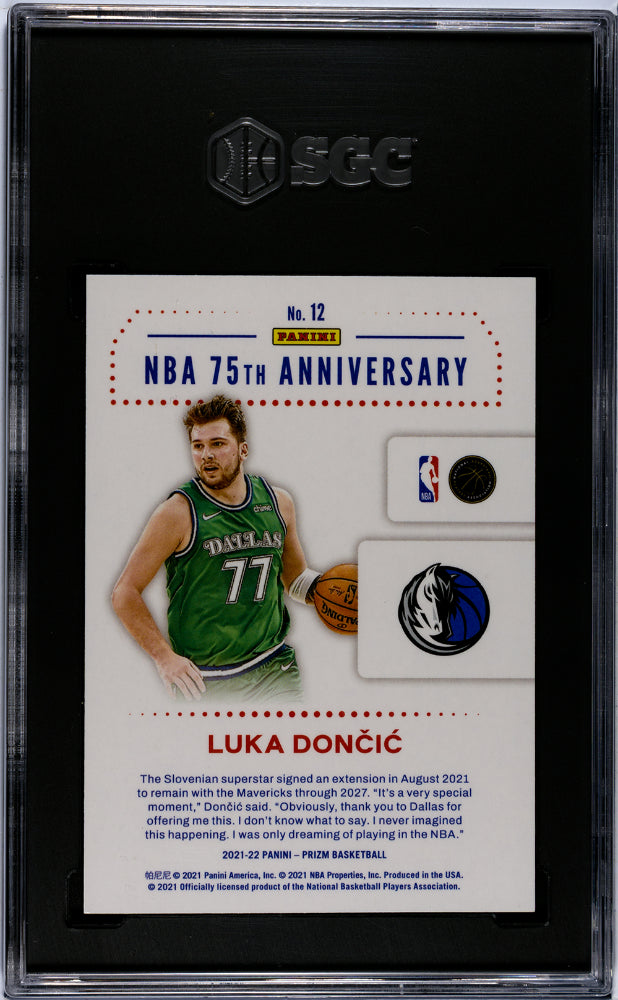 2021-22 Panini Prizm Luka Doncic #12 NBA 75th Anniversary Edition SGC 9.5