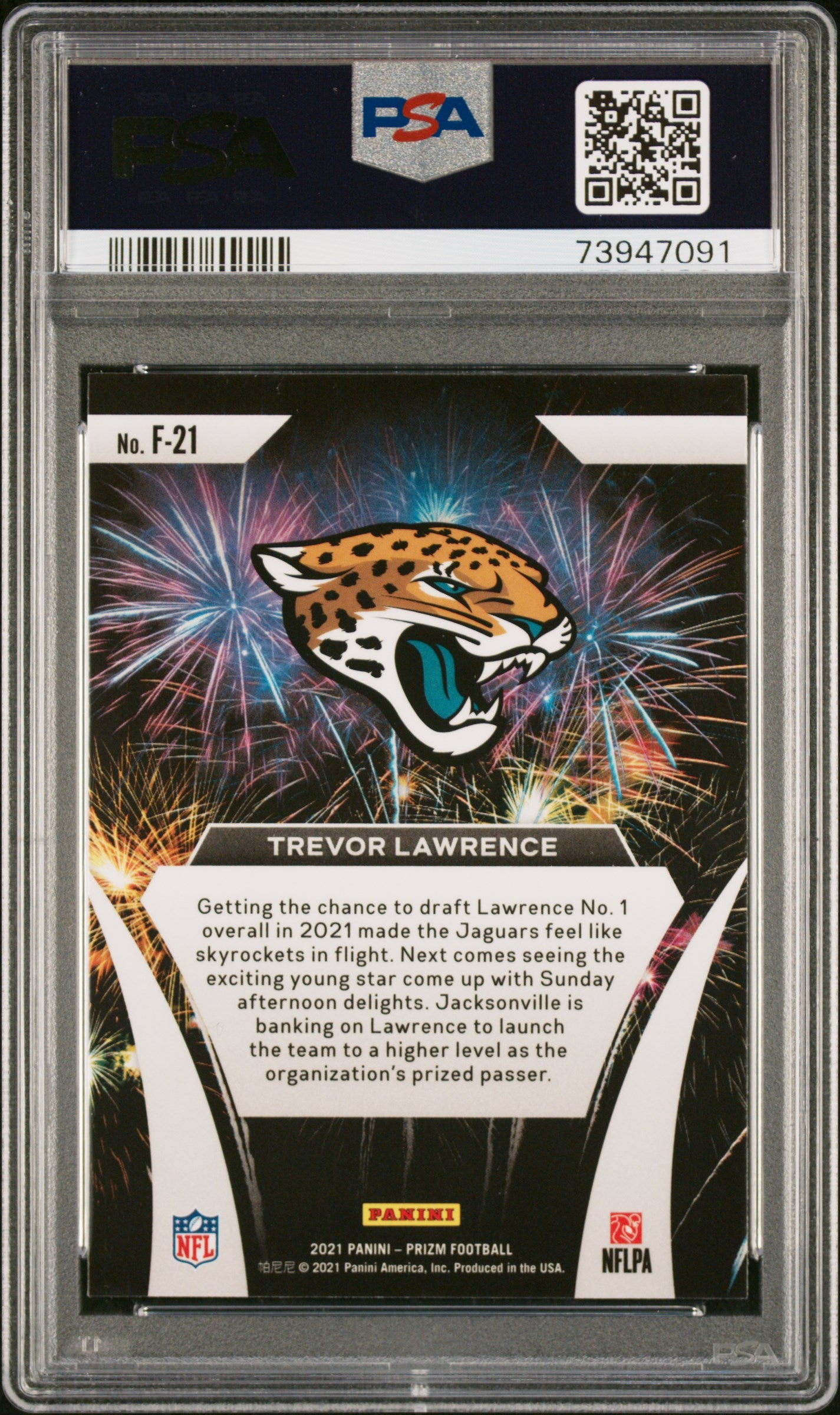 2021 Panini Prizm Fireworks Trevor Lawrence #F21 Fireworks Football PSA 10