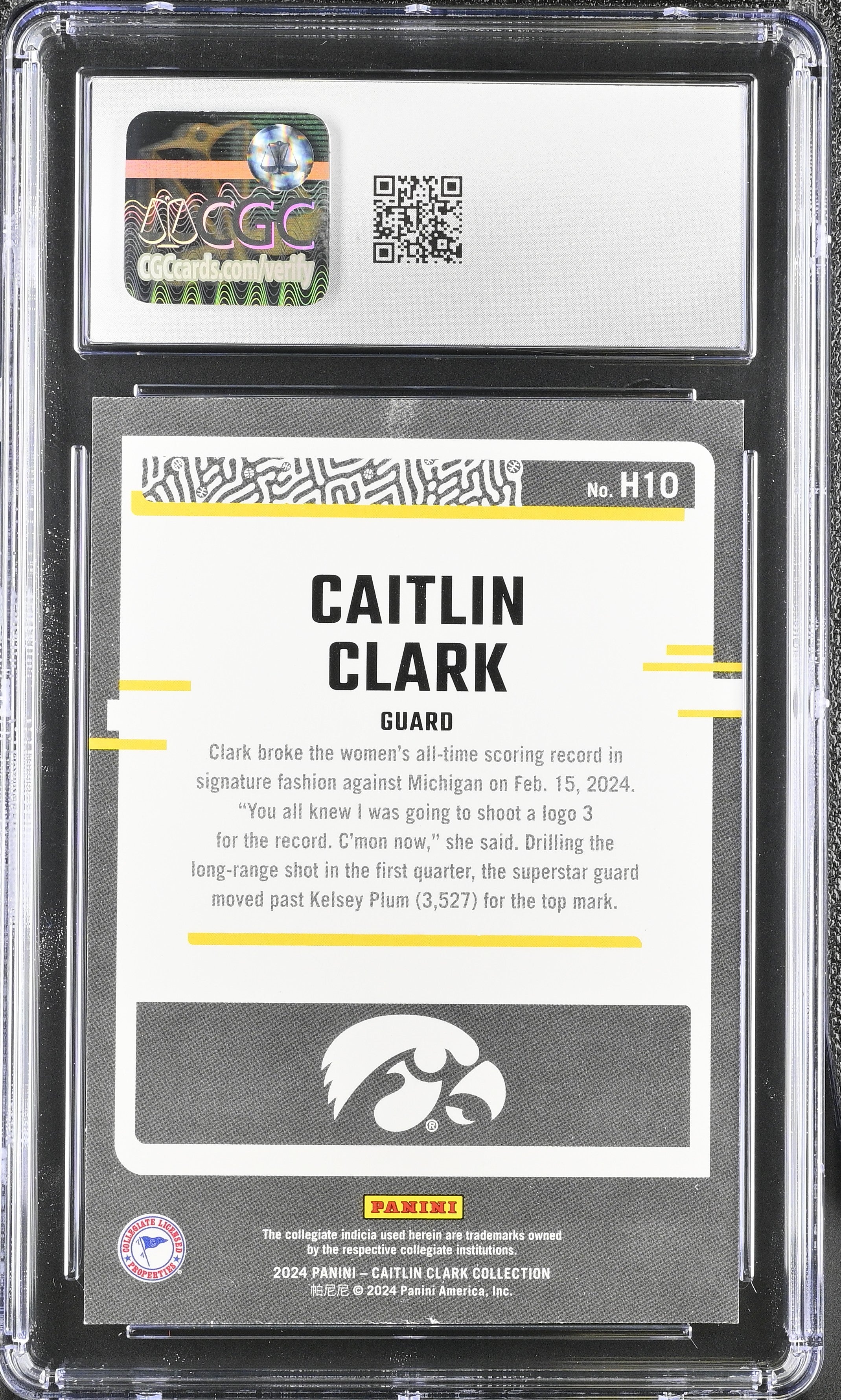 2024 Panini Caitlin Clark Collection Caitlin Clark #H10 Highlights CGC 8.5