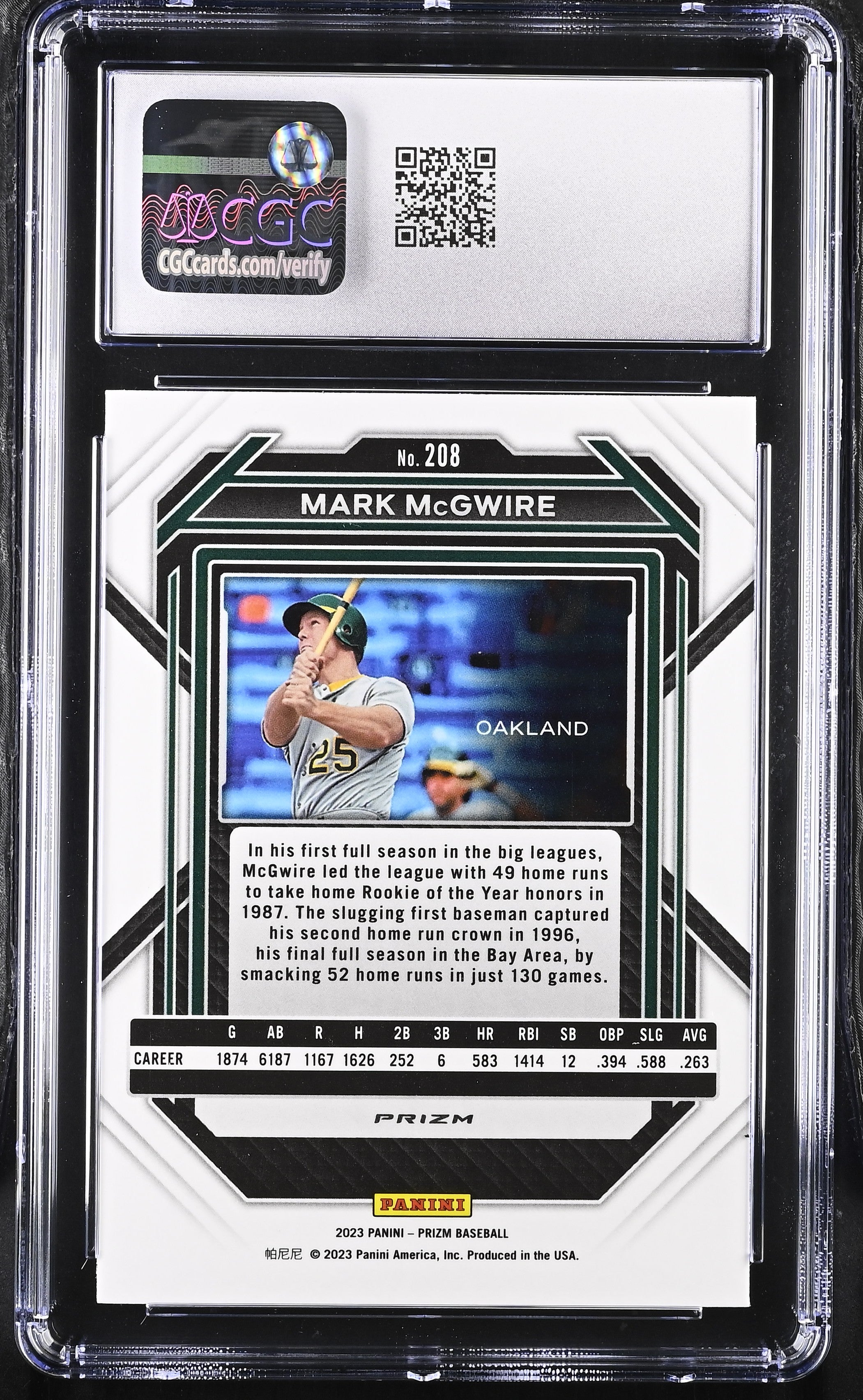 2023 Prizm Mark McGwire #208 Blue Ice Baseball CGC 10