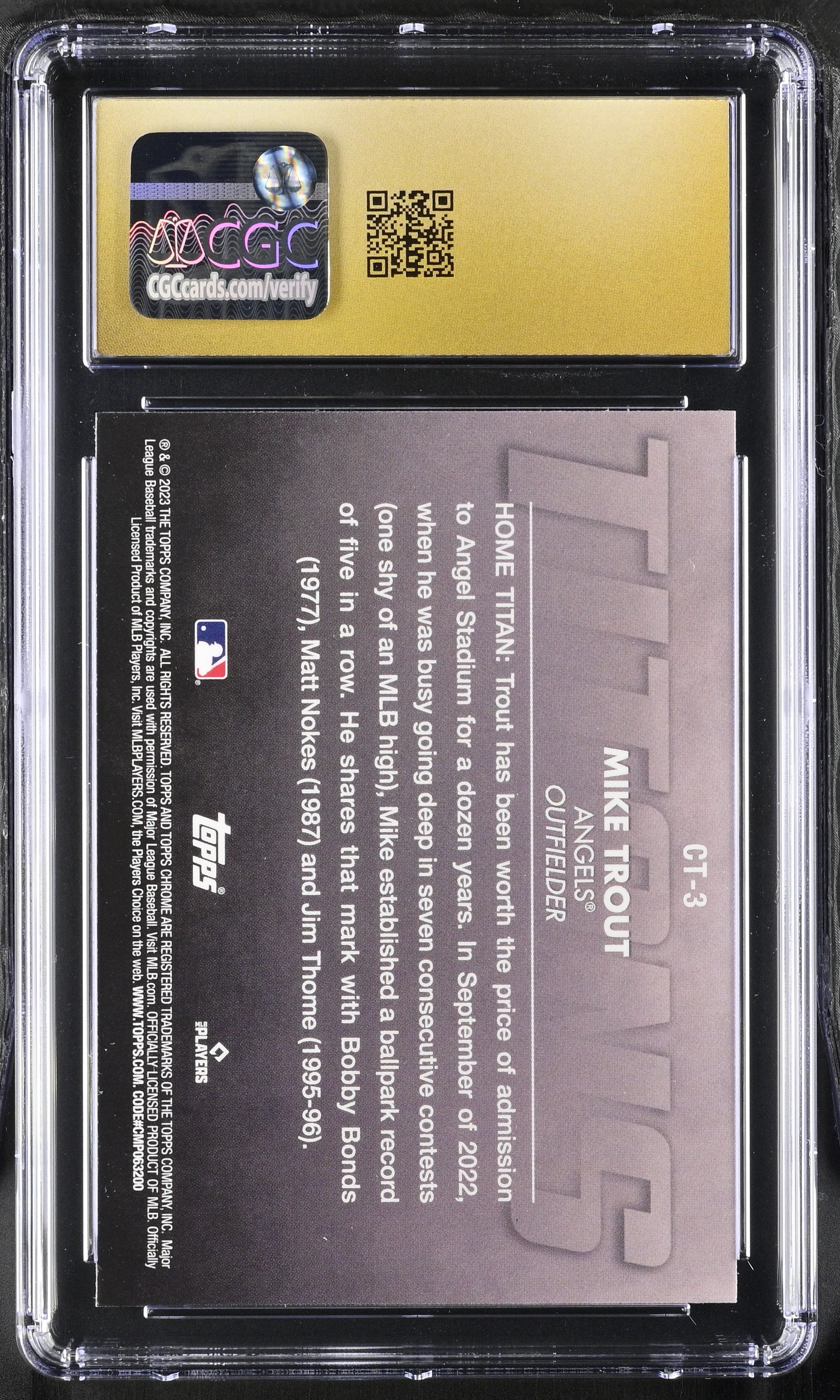 2023 Topps Chrome Mike Trout #CT-3 Baseball CGC 10