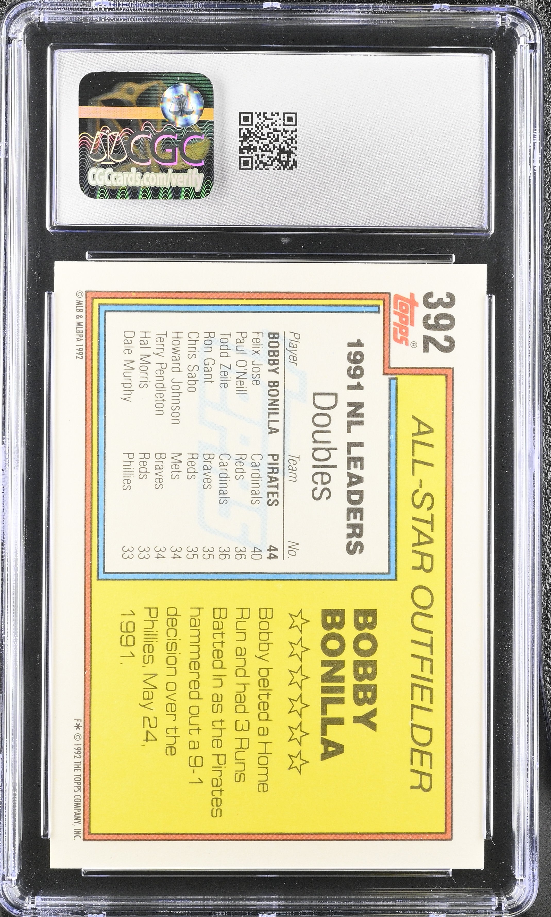 1992 Topps Bobby Bonilla #392 Baseball CGC 9