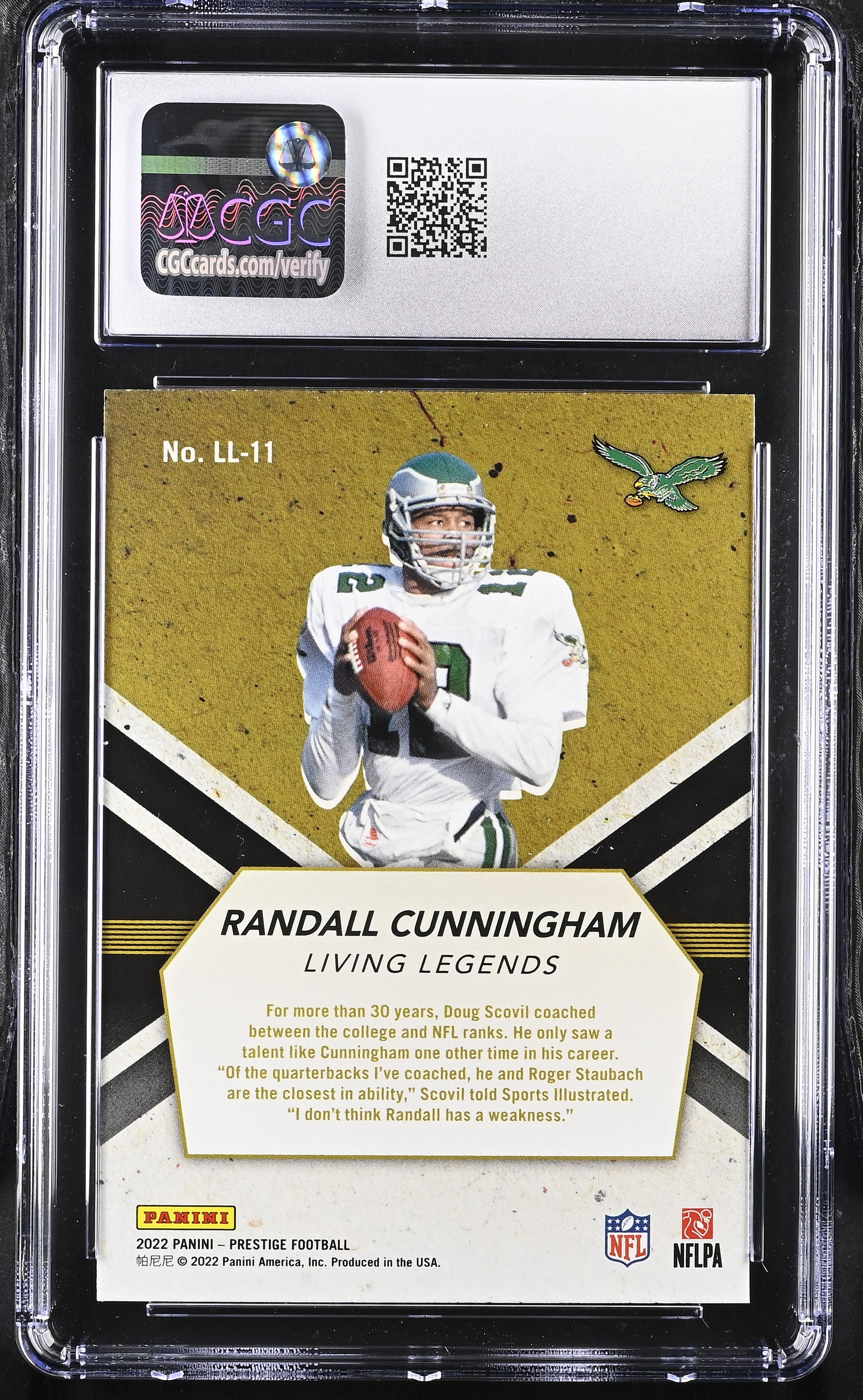 2022 Prestige Randall Cunningham #LL-11 Living Legends Football CGC 10