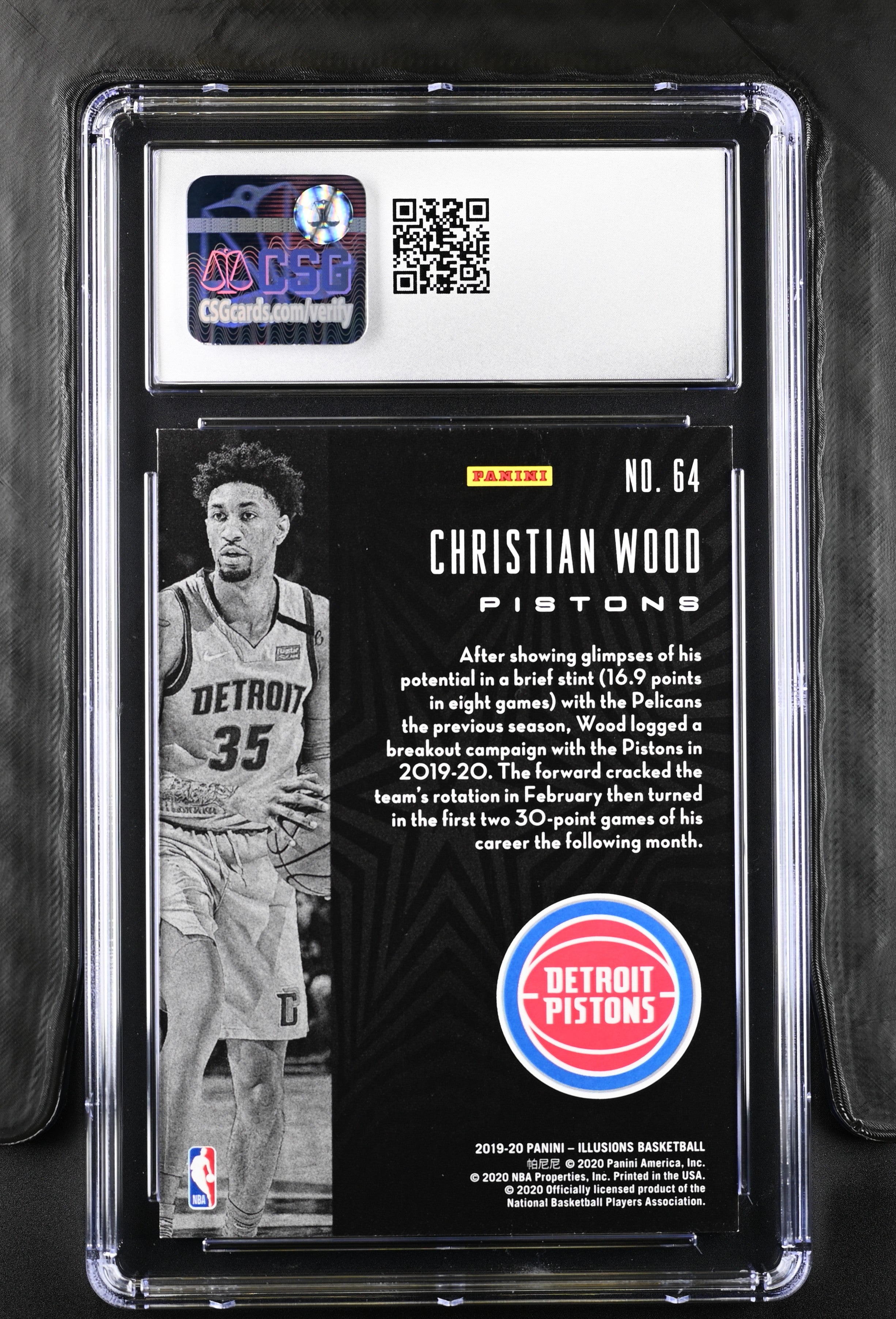 2019 Illusions Christian Wood #64 Orange Basketball CGC 9