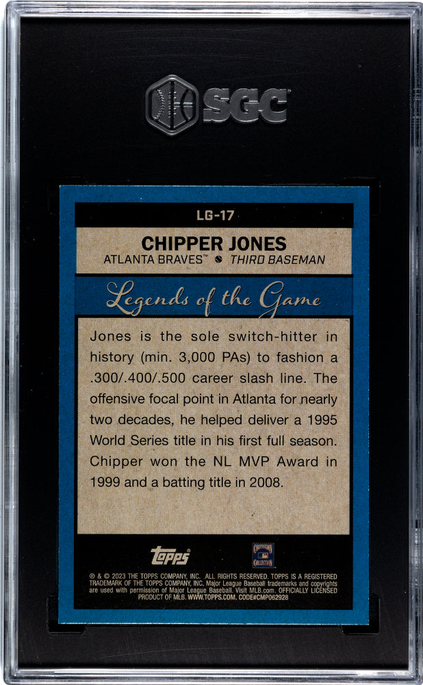 2023 Topps Chipper Jones #LG-17 Legends Of The Game Baseball SGC 9.5