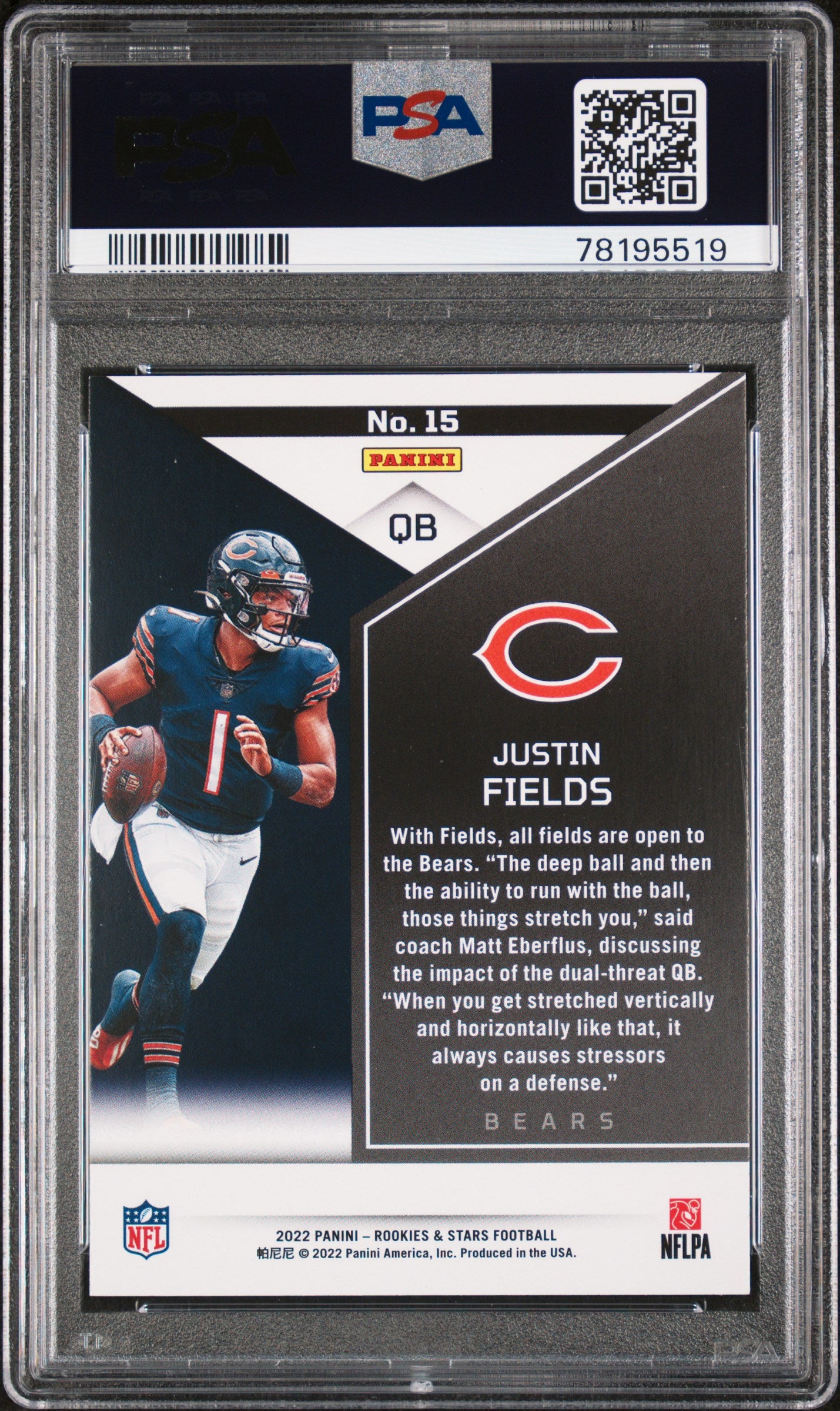 2022 Panini Rookies & Stars Justin Fields #15 Red Football PSA 9