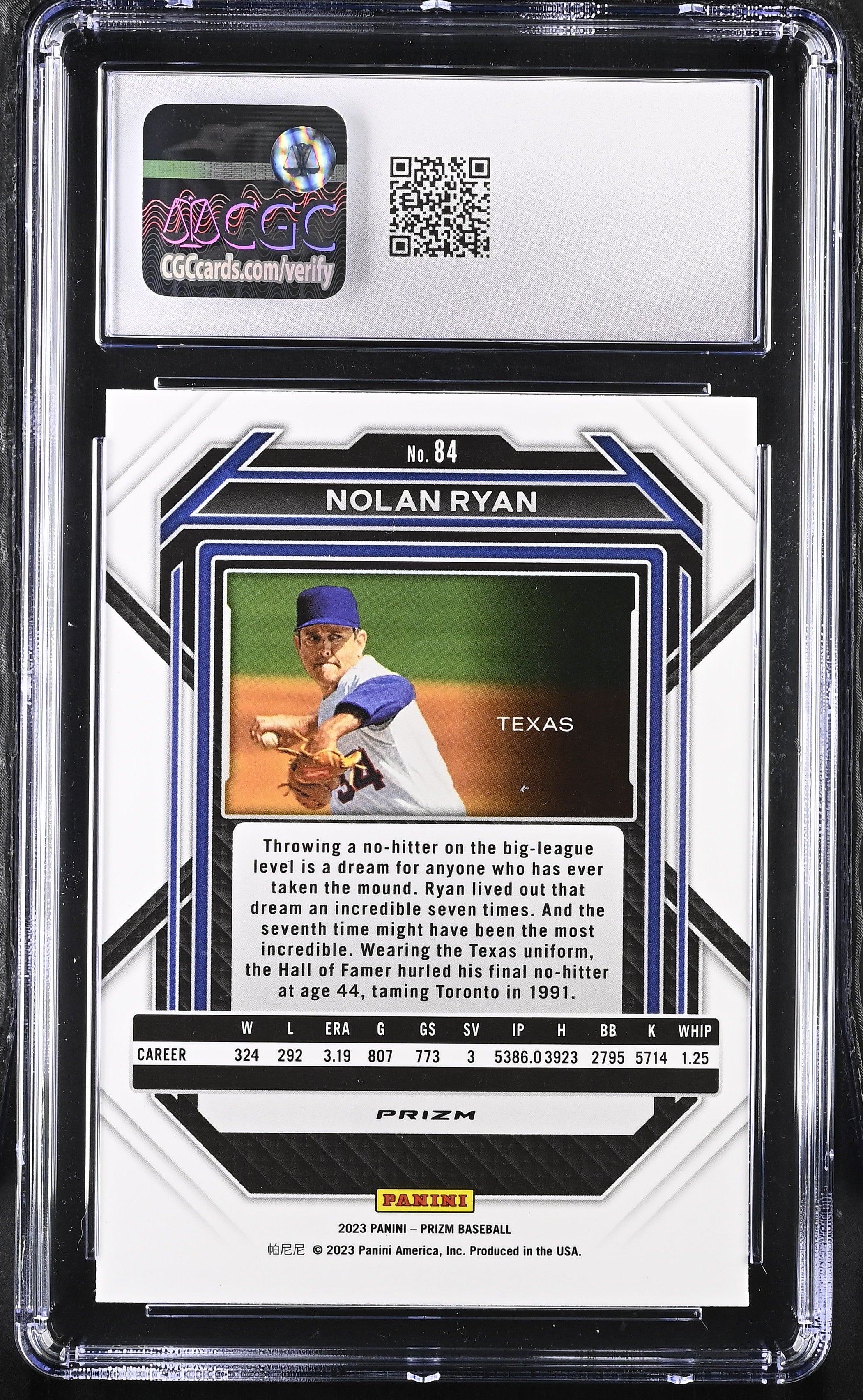 2023 Prizm Nolan Ryan #84 Silver Baseball CGC 10