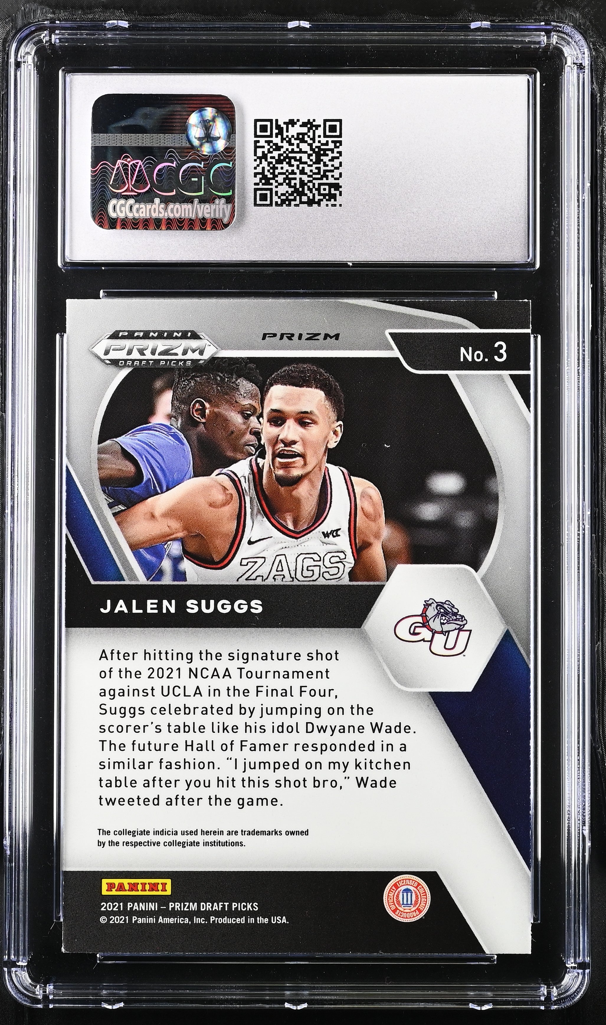 2021 Prizm Draft Picks Jalen Suggs #3 Orange Ice CGC 9