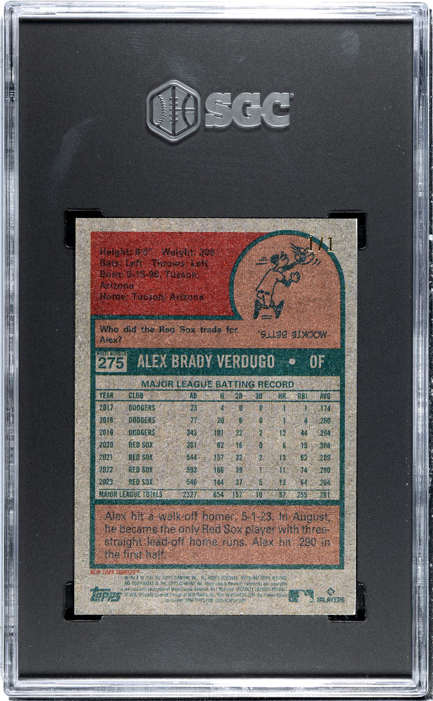 2024 Topps Heritage Alex Verdugo #275 Mini Pink Border 1/1 Baseball SGC 9