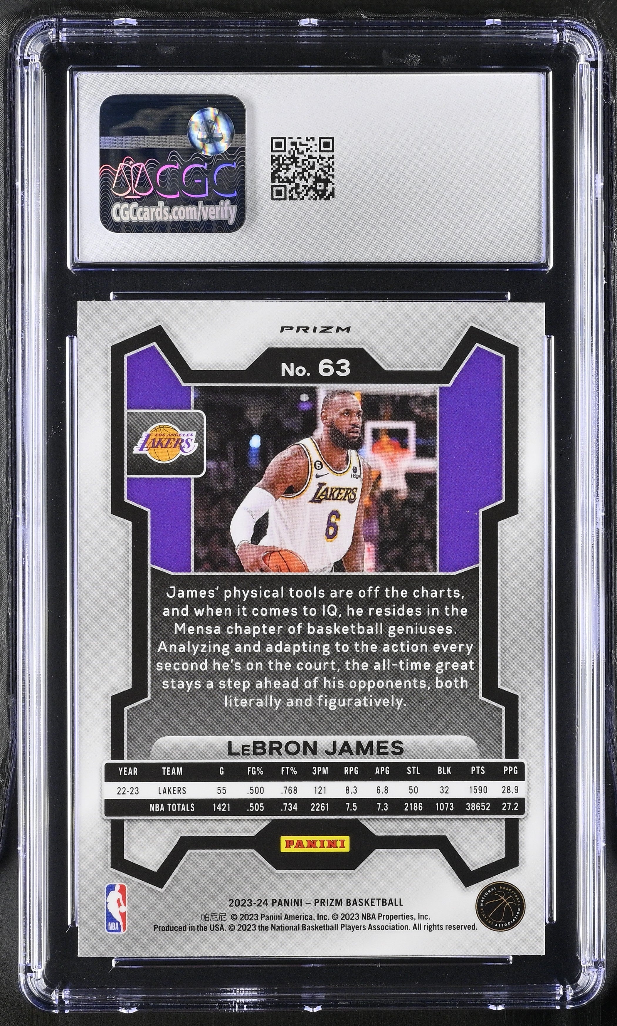 2023-24 Panini Prizm LeBron James #63 Pink Ice Basketball CGC 10