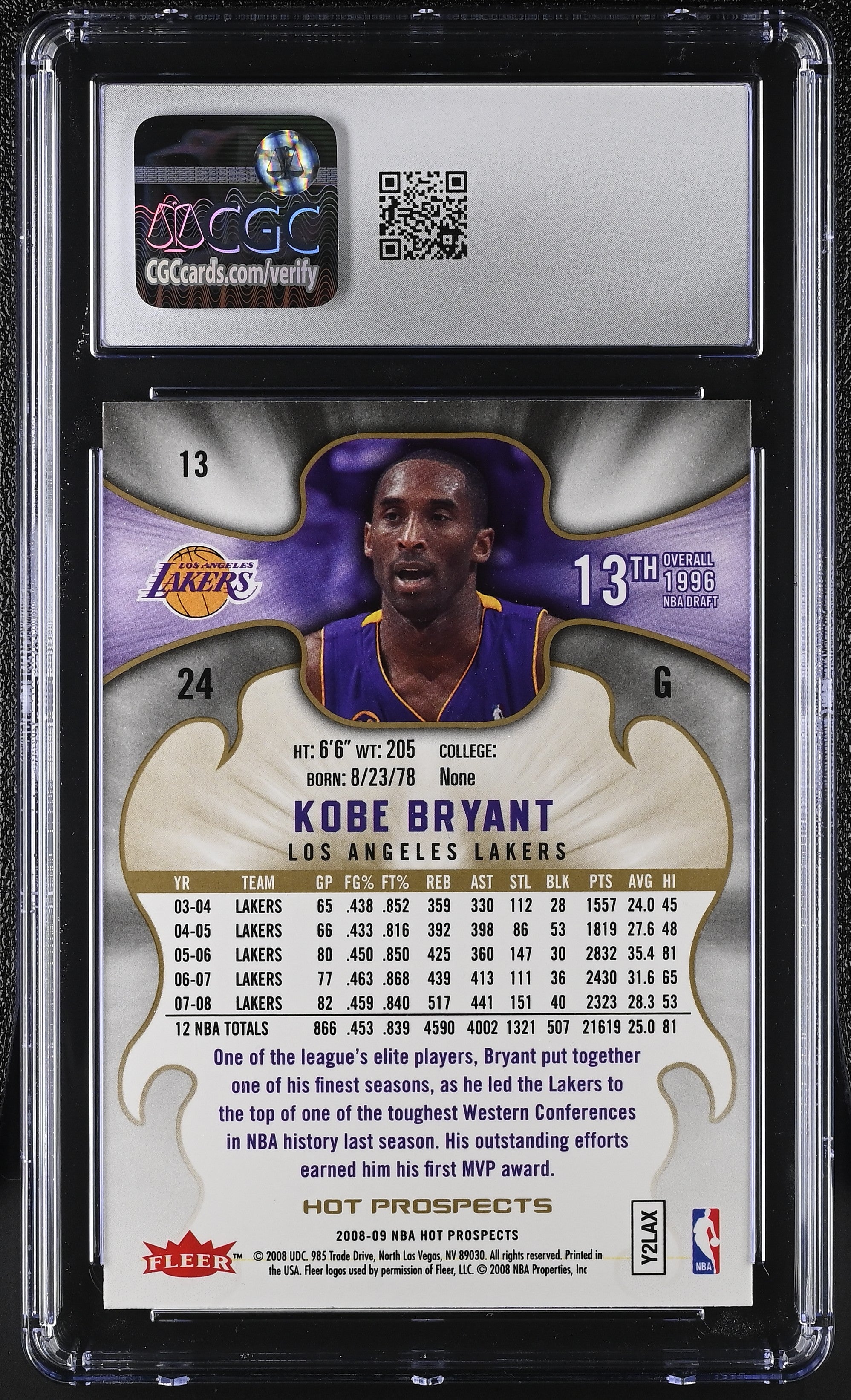2023 Topps Athletes Unlimited Kobe Bryant #13 Basketball CGC 9.5
