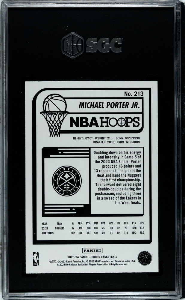 2023-24 Panini Hoops Michael Porter JR. #213 Silver 122/199 Basketball SGC 10