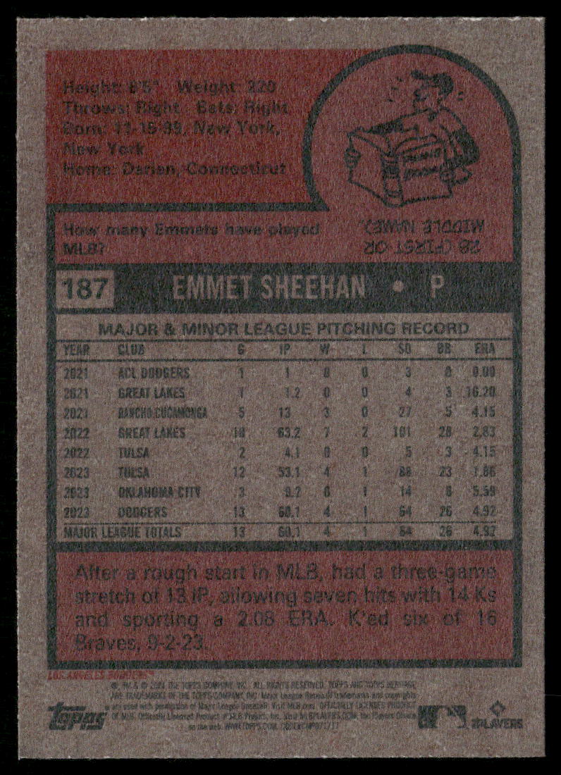 2024 Topps Heritage Emmet Sheehan #187 RC Baseball
