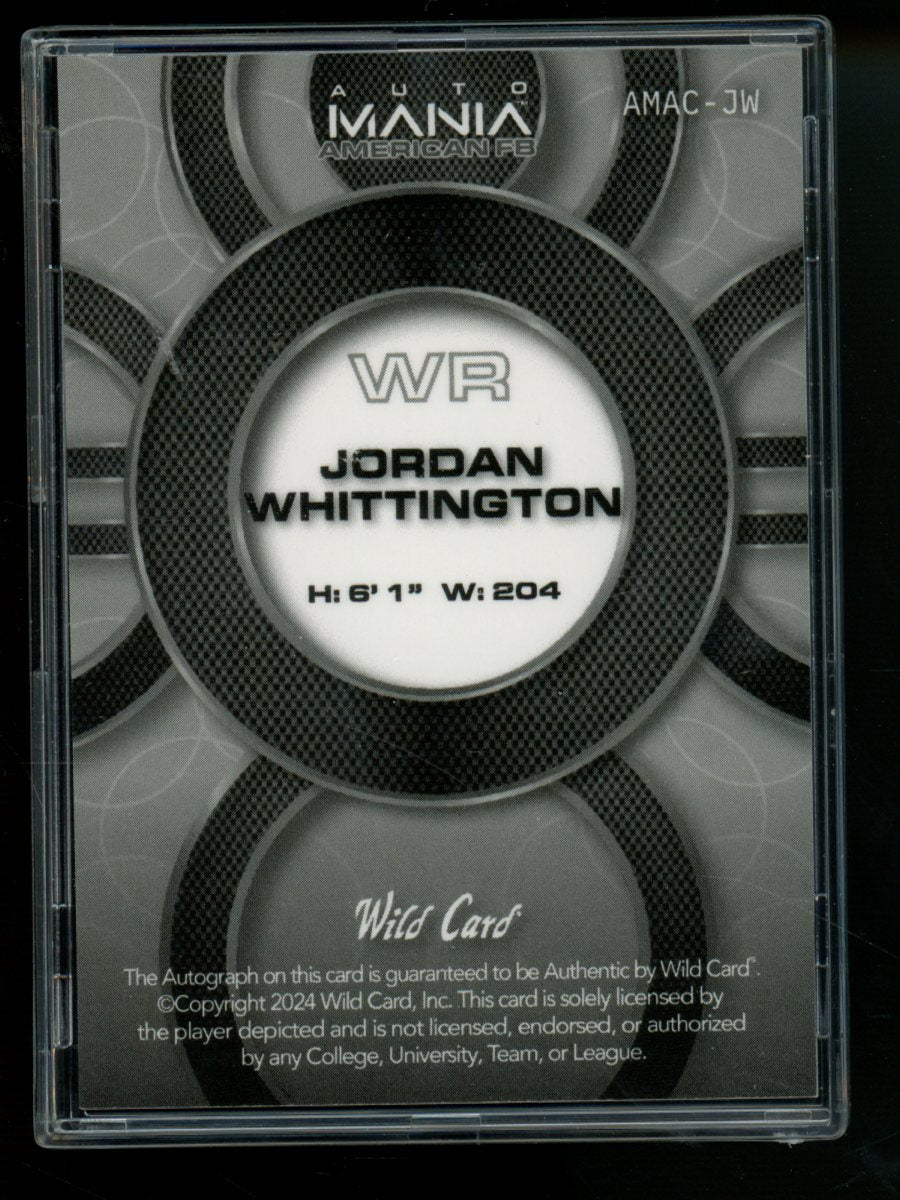 2024 Wild Card AutoMania American Football Jordan Whittington #AMAC-JW Auto 8/10