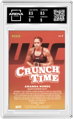 2022 Panini Donruss UFC Amanda Nunes #5 Crunch Time Mixed Martial Arts AC 9