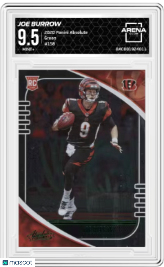 2020 Panini Absolute Green Joe Burrow #158 RC Football Arena Club 9.5