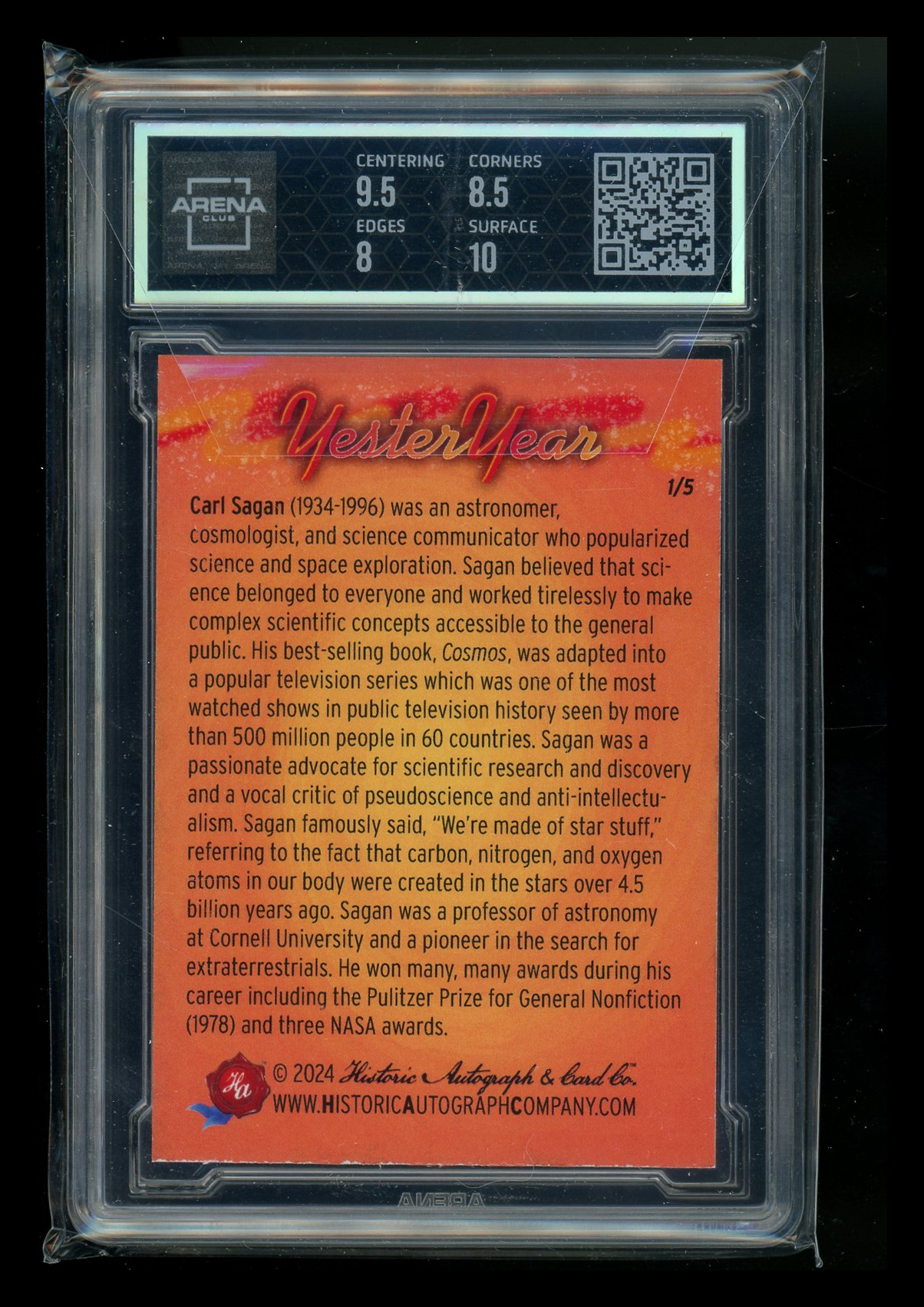 2024 Historic Autograph YesterYear Negative 1/5 #68 Arena Club 8.5