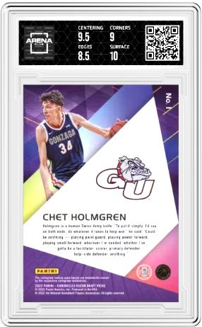 2022-23 Panini Chronicles Draft Picks Chet Holmgren #1 Recon Arena Club 9