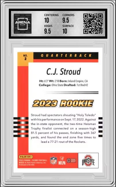 2023 Panini Score C.J. Stroud #2 2003 Throwback Rookies AC 10