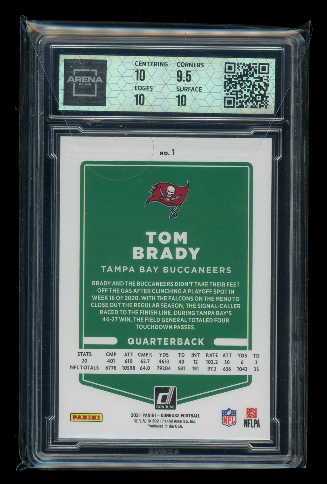2021 Panini Donruss Tom Brady #1 Football Arena Club 10