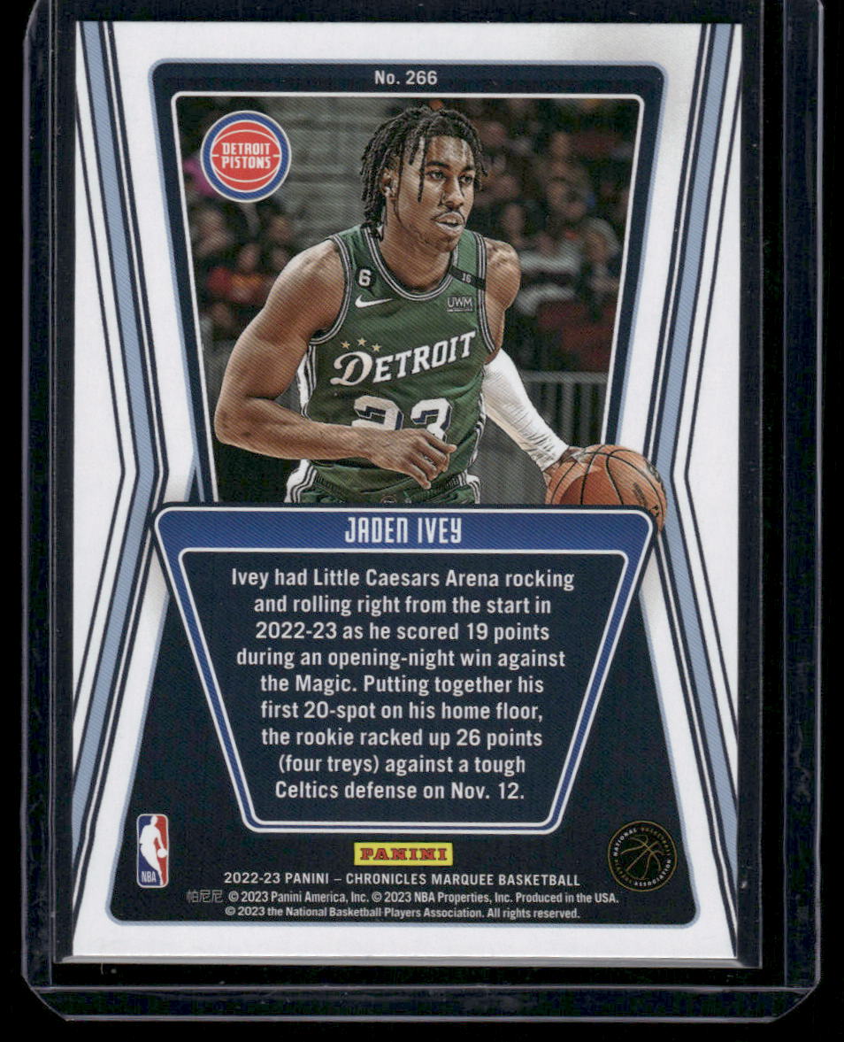 2022-23 Panini Chronicles Marquee Jaden Ivey #266 Basketball