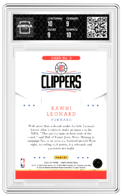 2023-24 Panini NBA Hoops Kawhi Leonard #5 Throwback Basketball Arena Club 9.5
